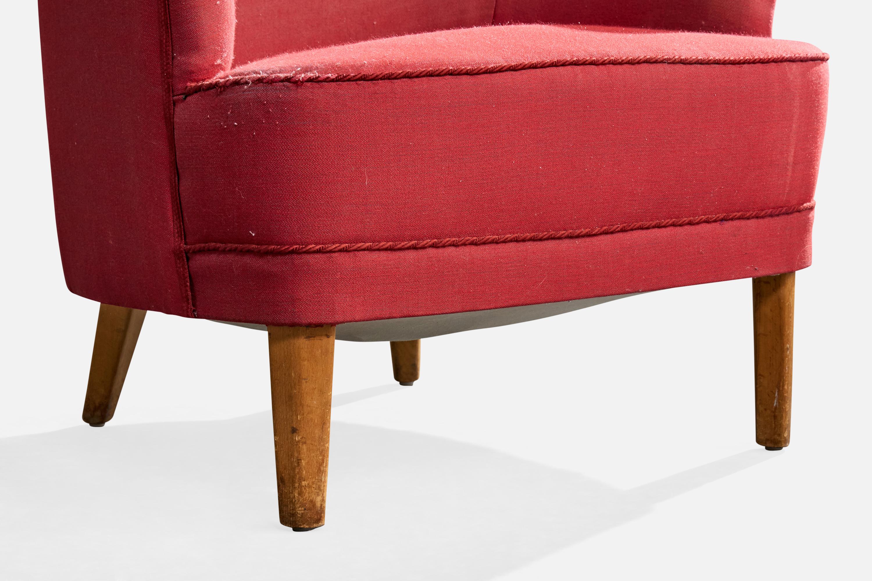 Westbergs Möbler, Loungesessel, Holz, Stoff, 1950er Jahre im Angebot 6