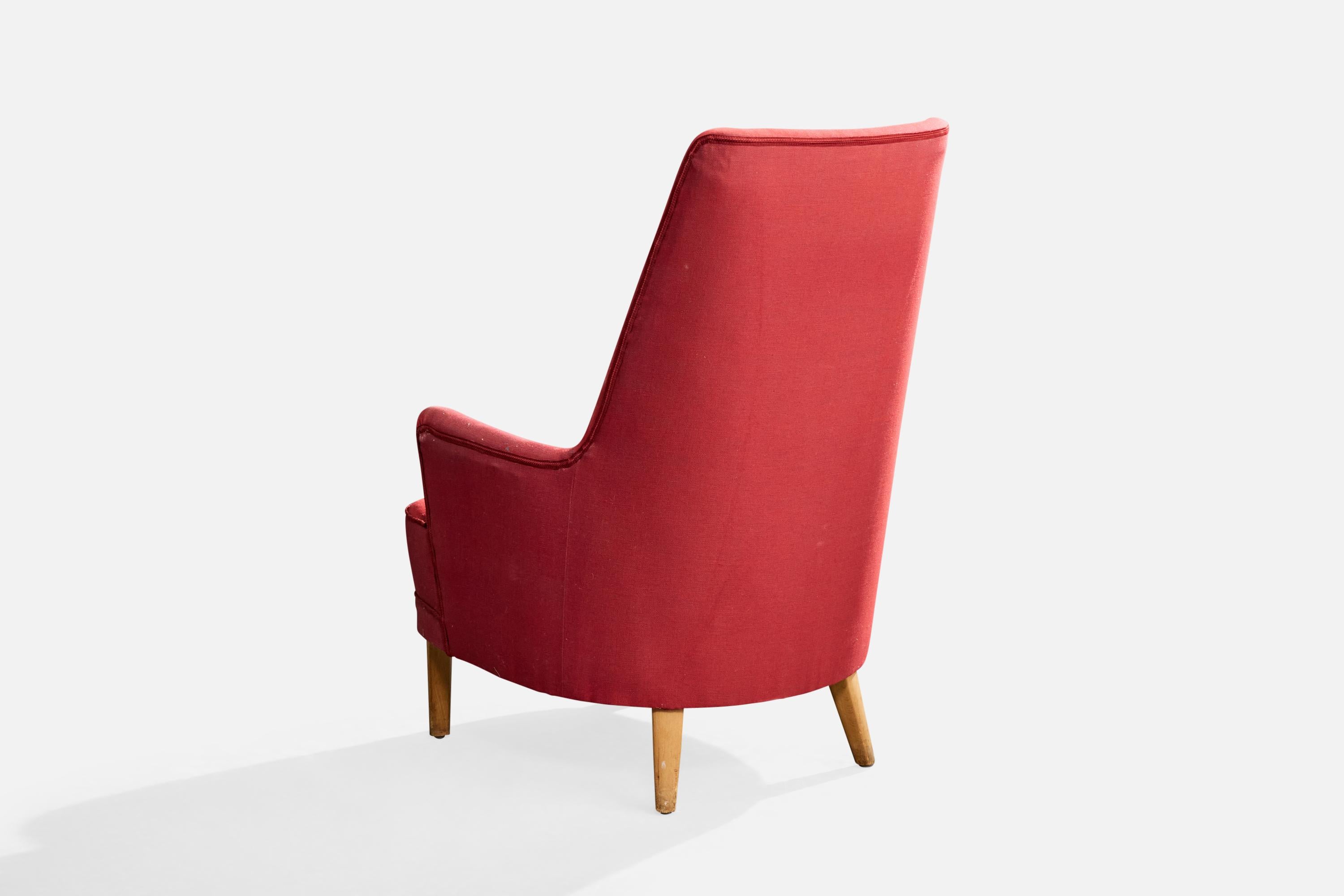 Westbergs Möbler, Loungesessel, Holz, Stoff, 1950er Jahre im Zustand „Relativ gut“ im Angebot in High Point, NC