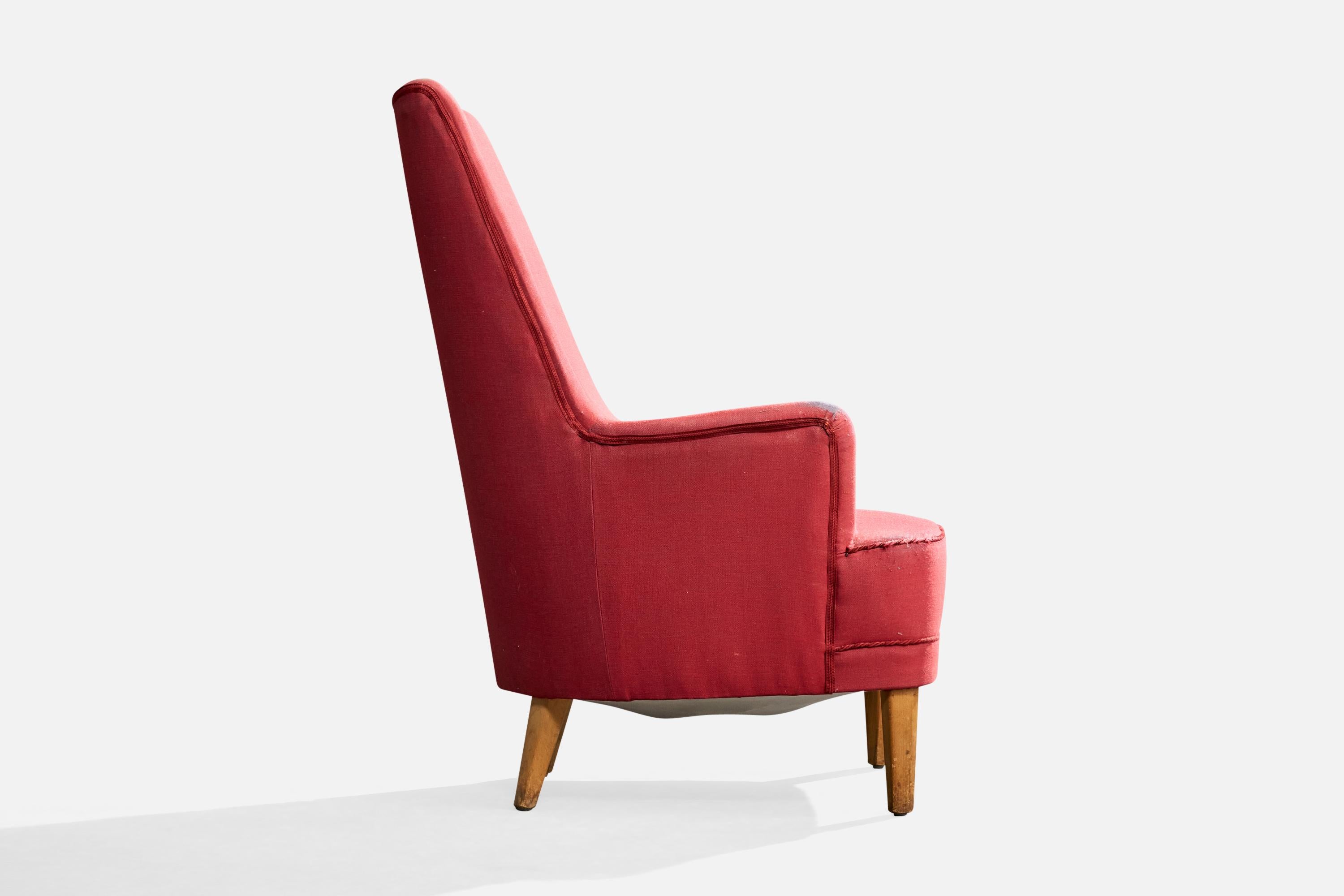 Westbergs Möbler, Loungesessel, Holz, Stoff, 1950er Jahre (Mitte des 20. Jahrhunderts) im Angebot