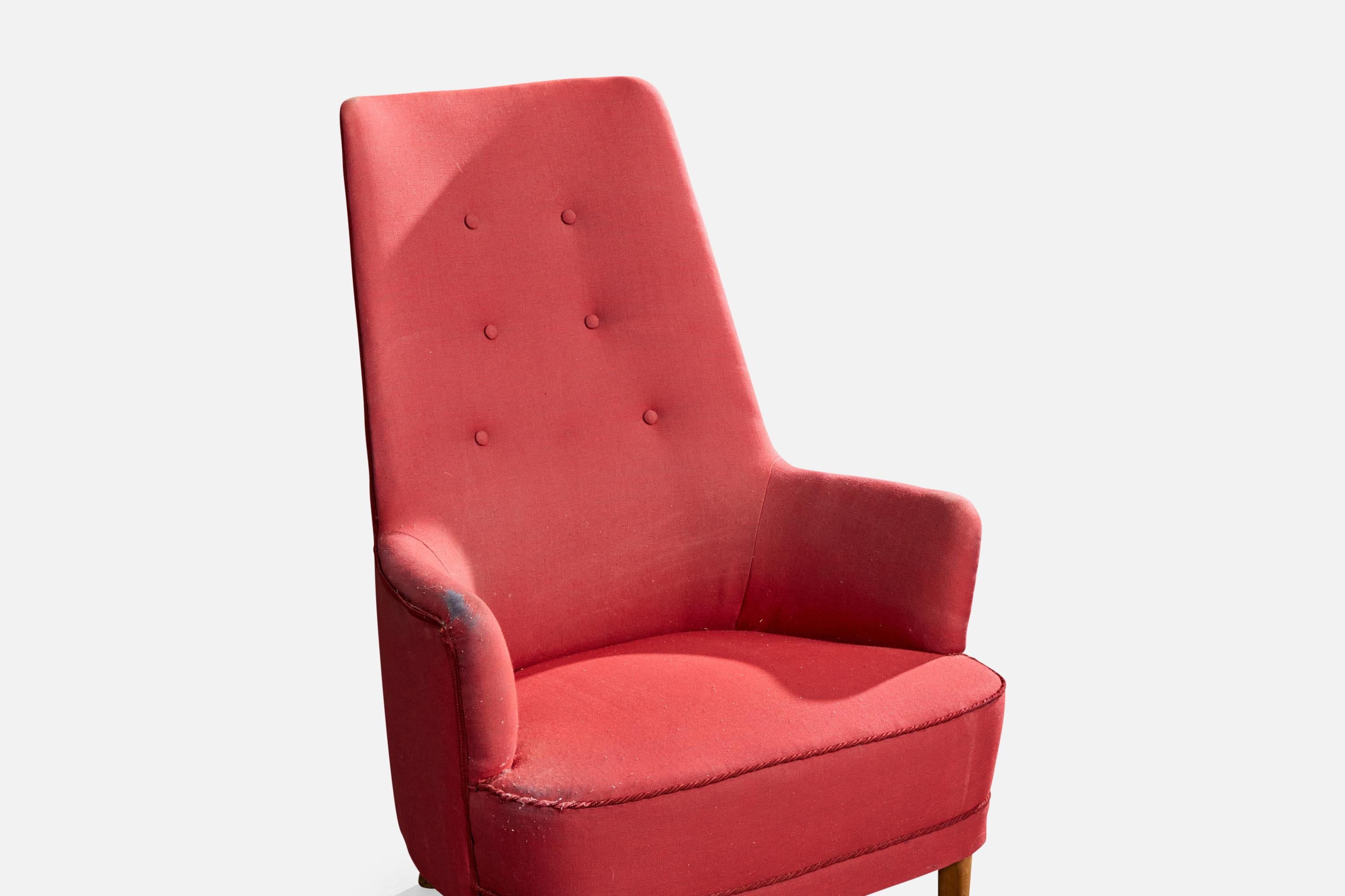 Westbergs Möbler, Loungesessel, Holz, Stoff, 1950er Jahre im Angebot 1