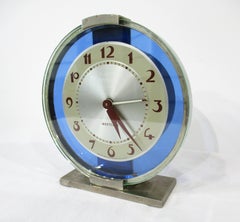 Reloj de sobremesa Westclox Art Decó de cristal azul