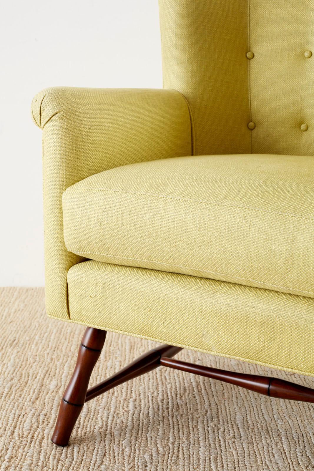 Westcott Citron Linen Wing Chair by Bunny Williams 3