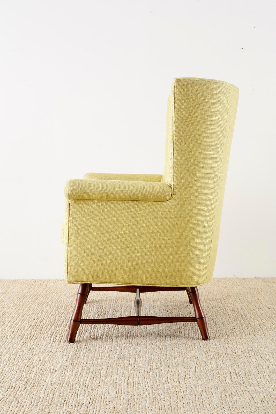 Westcott Citron Linen Wing Chair by Bunny Williams 4