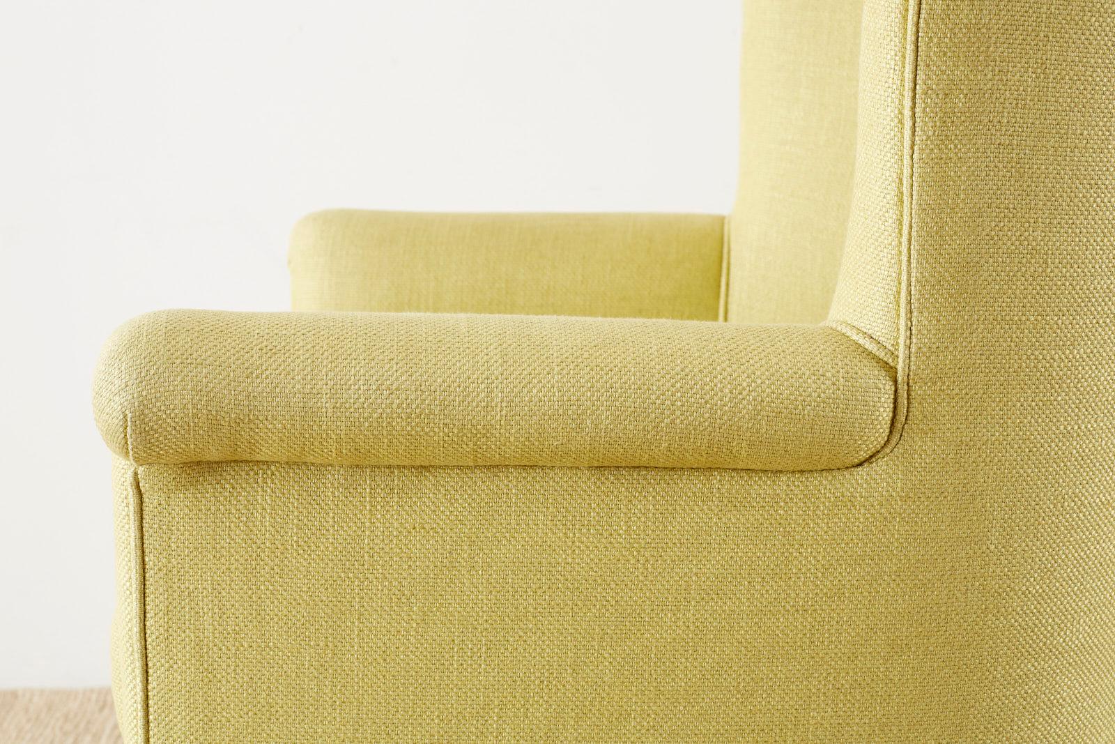Westcott Citron Linen Wing Chair by Bunny Williams 5