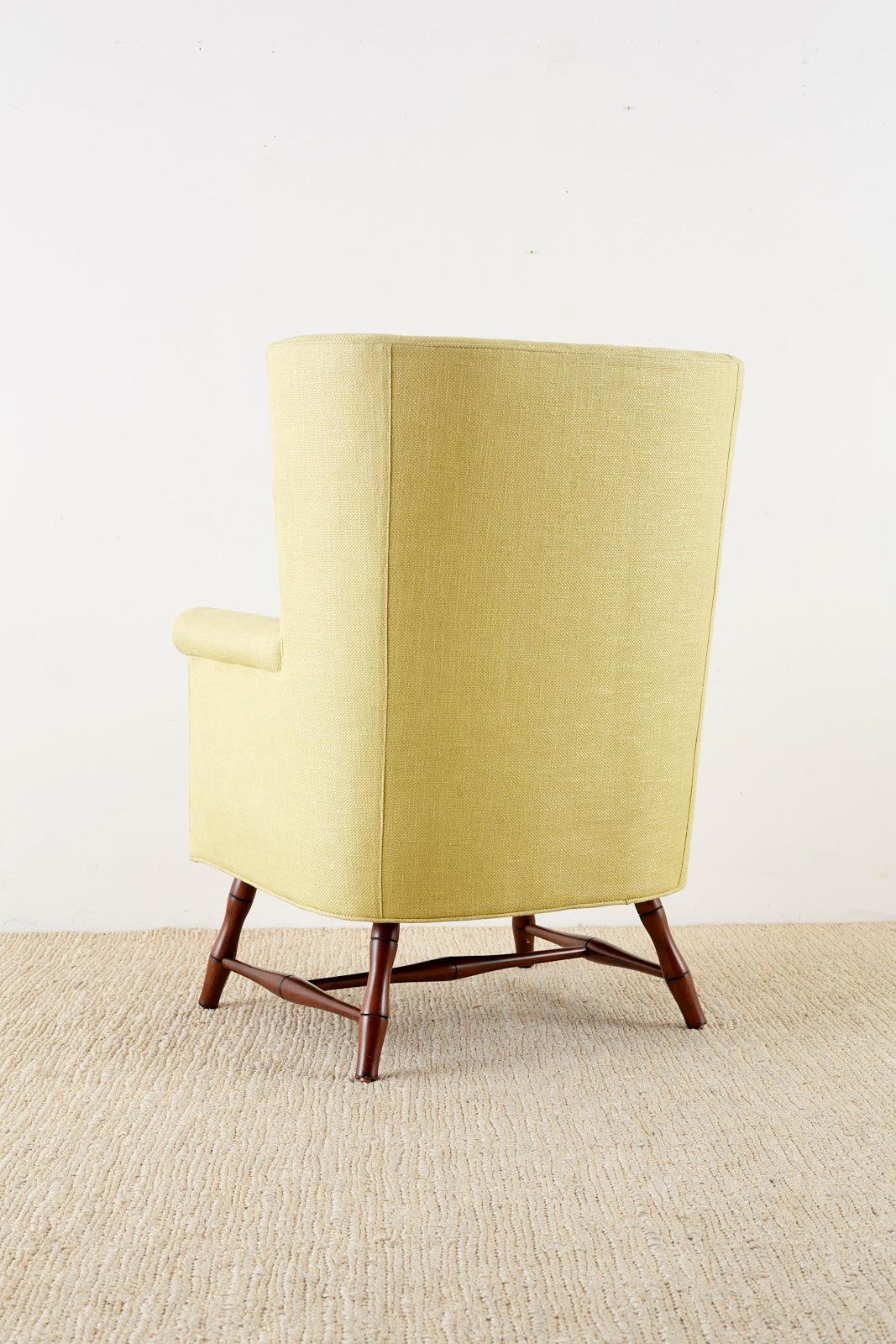 Westcott Citron Linen Wing Chair by Bunny Williams 7