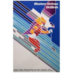 Vintage Western Airlines 1970s SkiBirds Poster, Weller