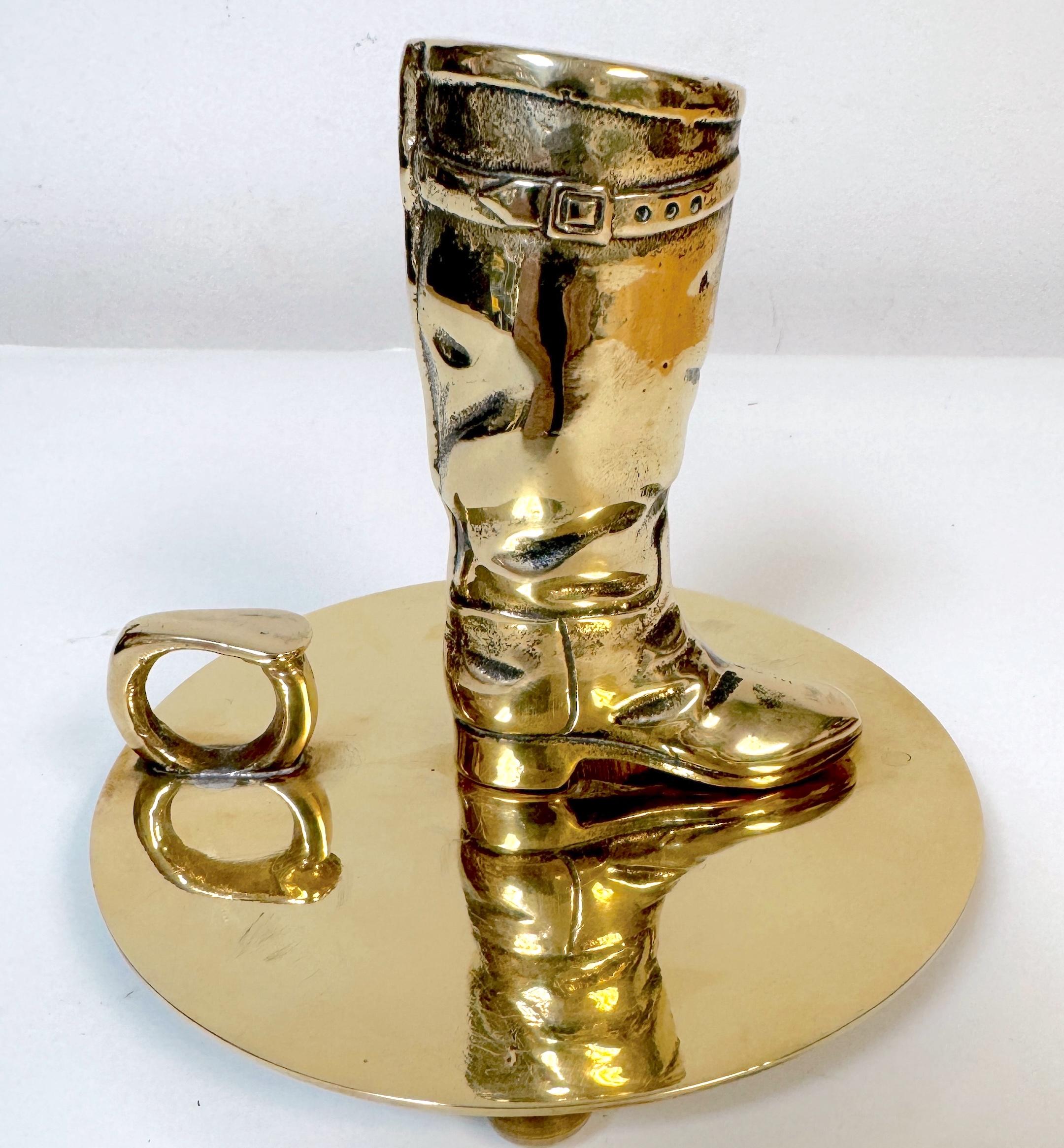Western Boot Motif Brass Chamberstick by Ralph Lauren For Sale 6