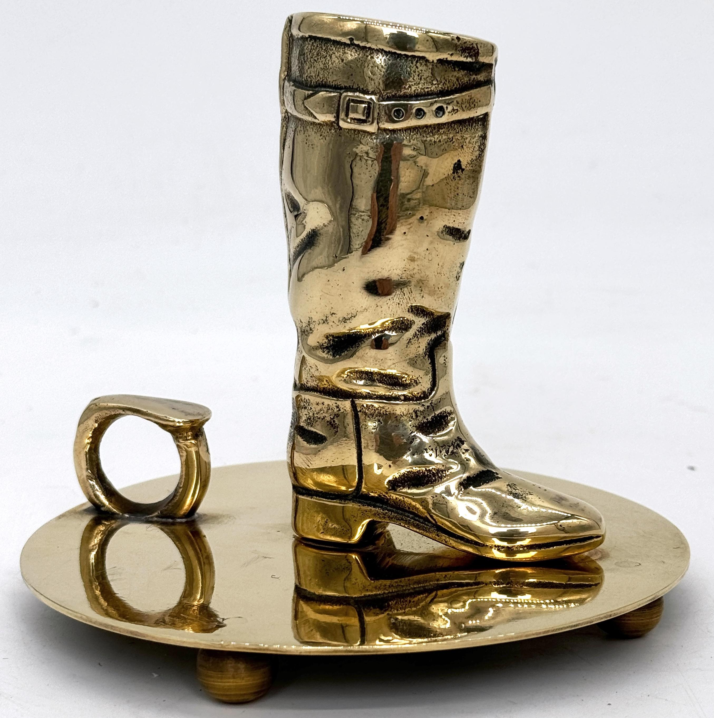 Western Boot Motif Brass Chamberstick by Ralph Lauren In Good Condition For Sale In West Palm Beach, FL