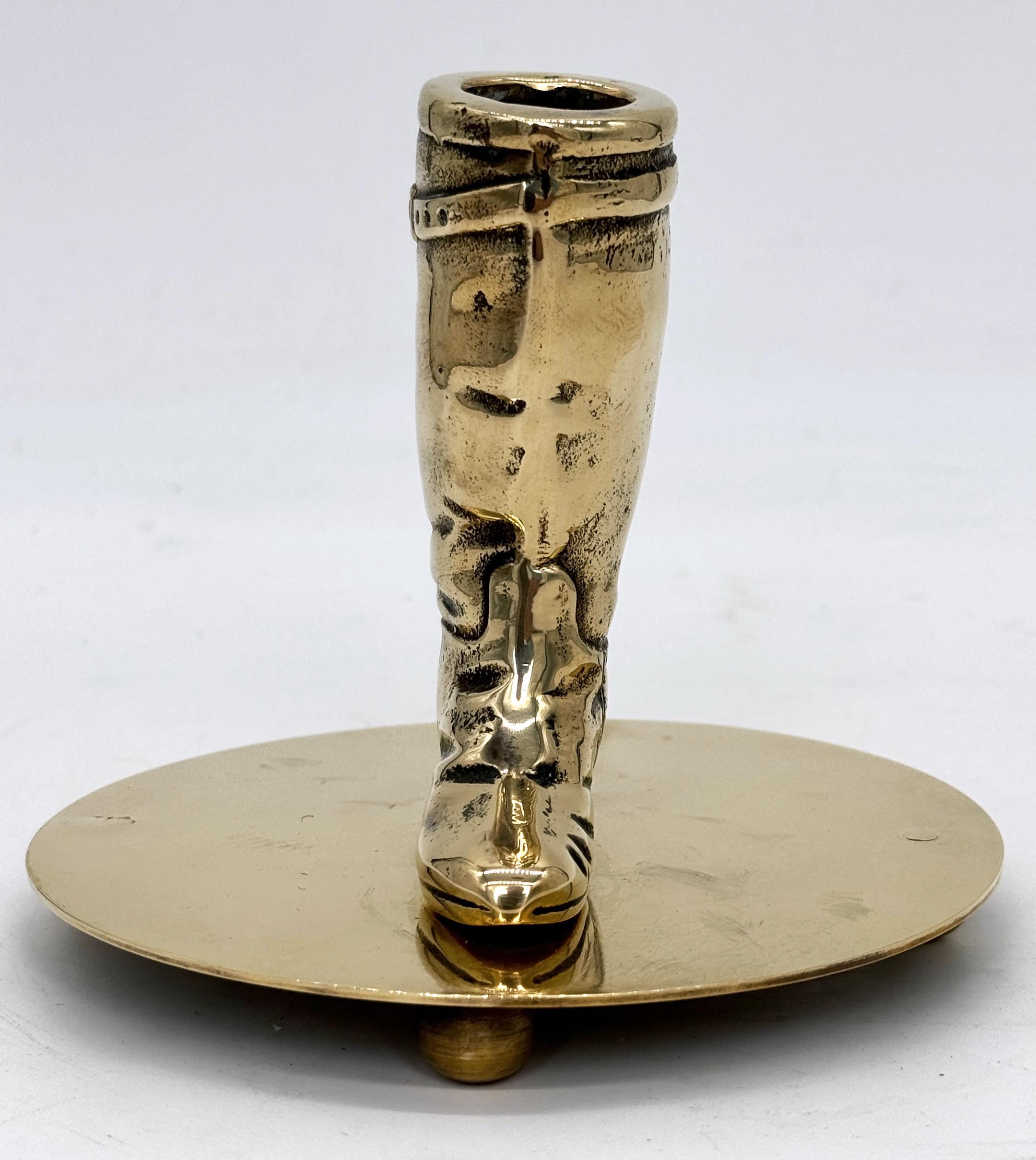 20th Century Western Boot Motif Brass Chamberstick by Ralph Lauren For Sale