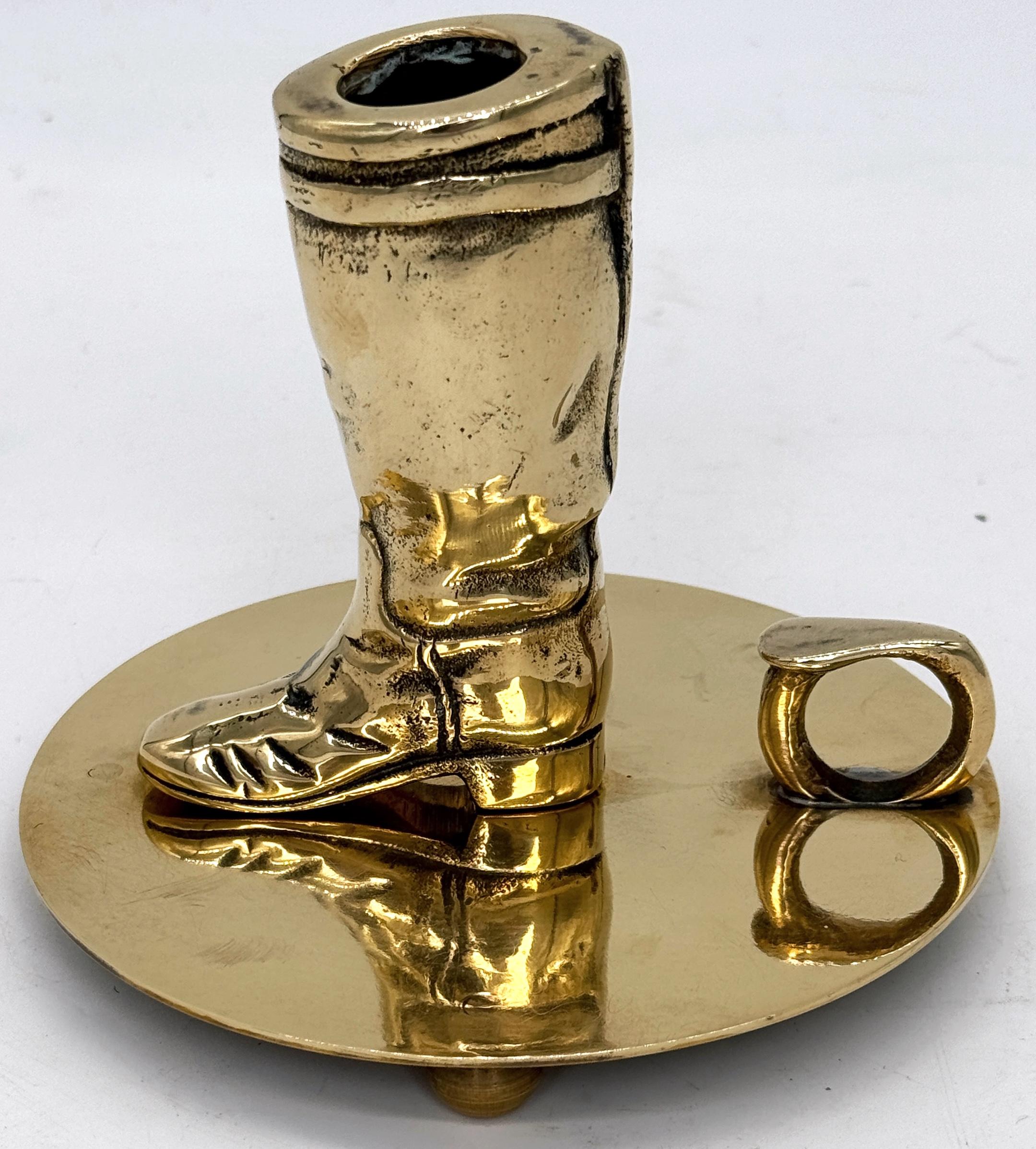 Western Boot Motif Brass Chamberstick by Ralph Lauren For Sale 1