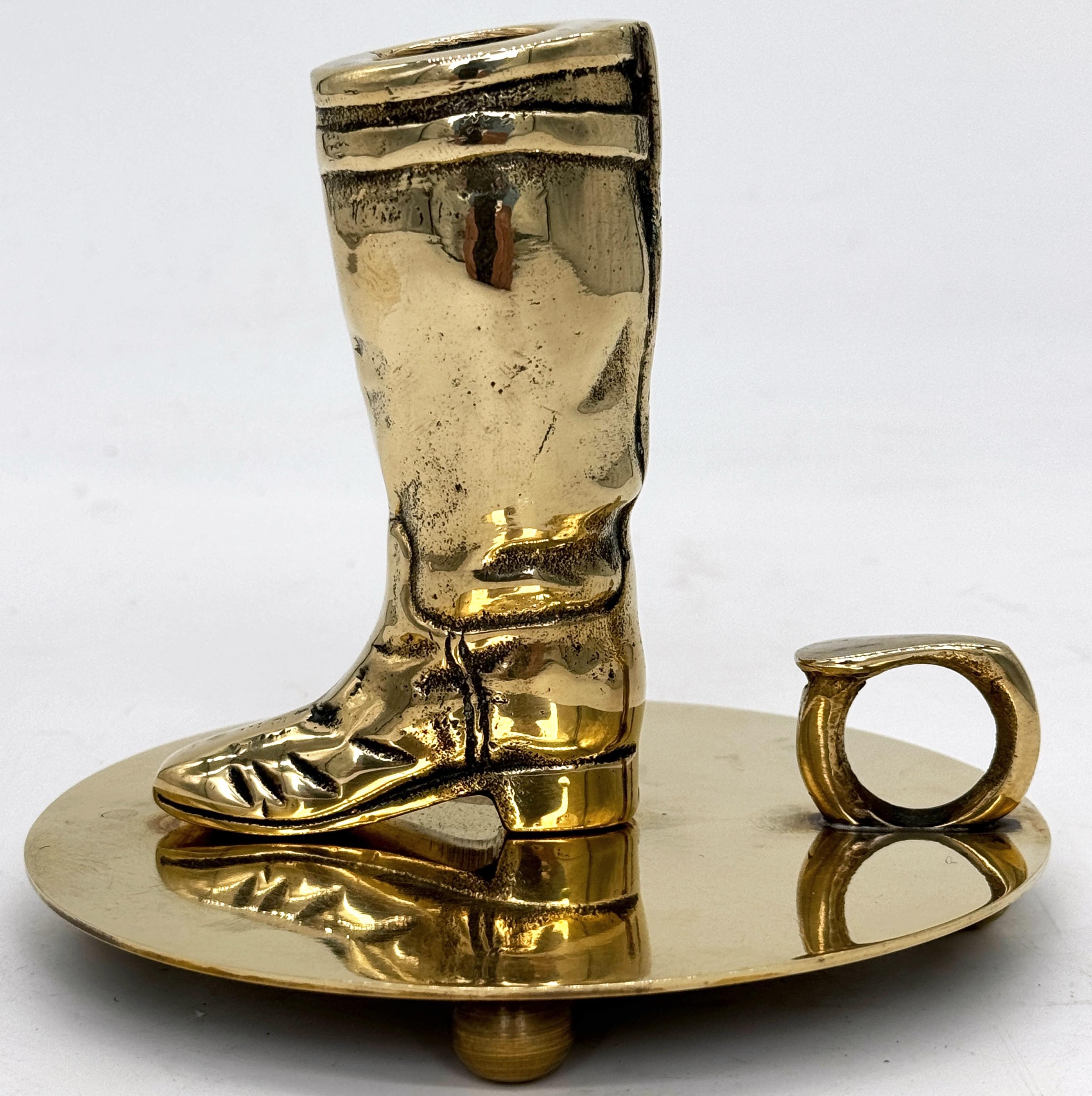 Western Boot Motif Brass Chamberstick by Ralph Lauren For Sale 2