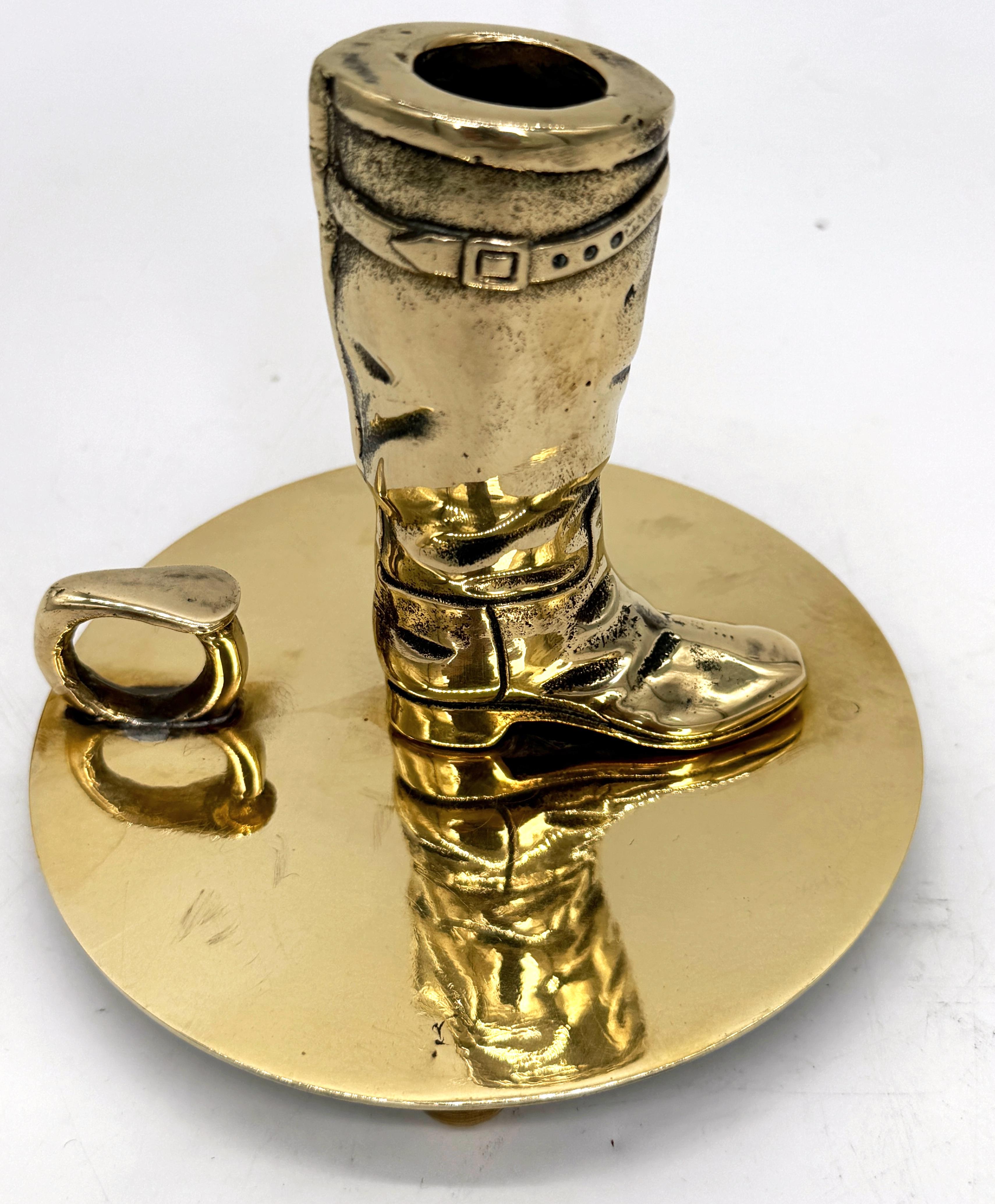 Western Boot Motif Brass Chamberstick by Ralph Lauren For Sale 4