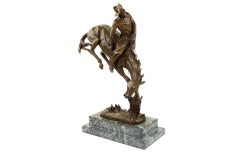 Western Bronze Cowboy on Horse Sculpture, 20th Century