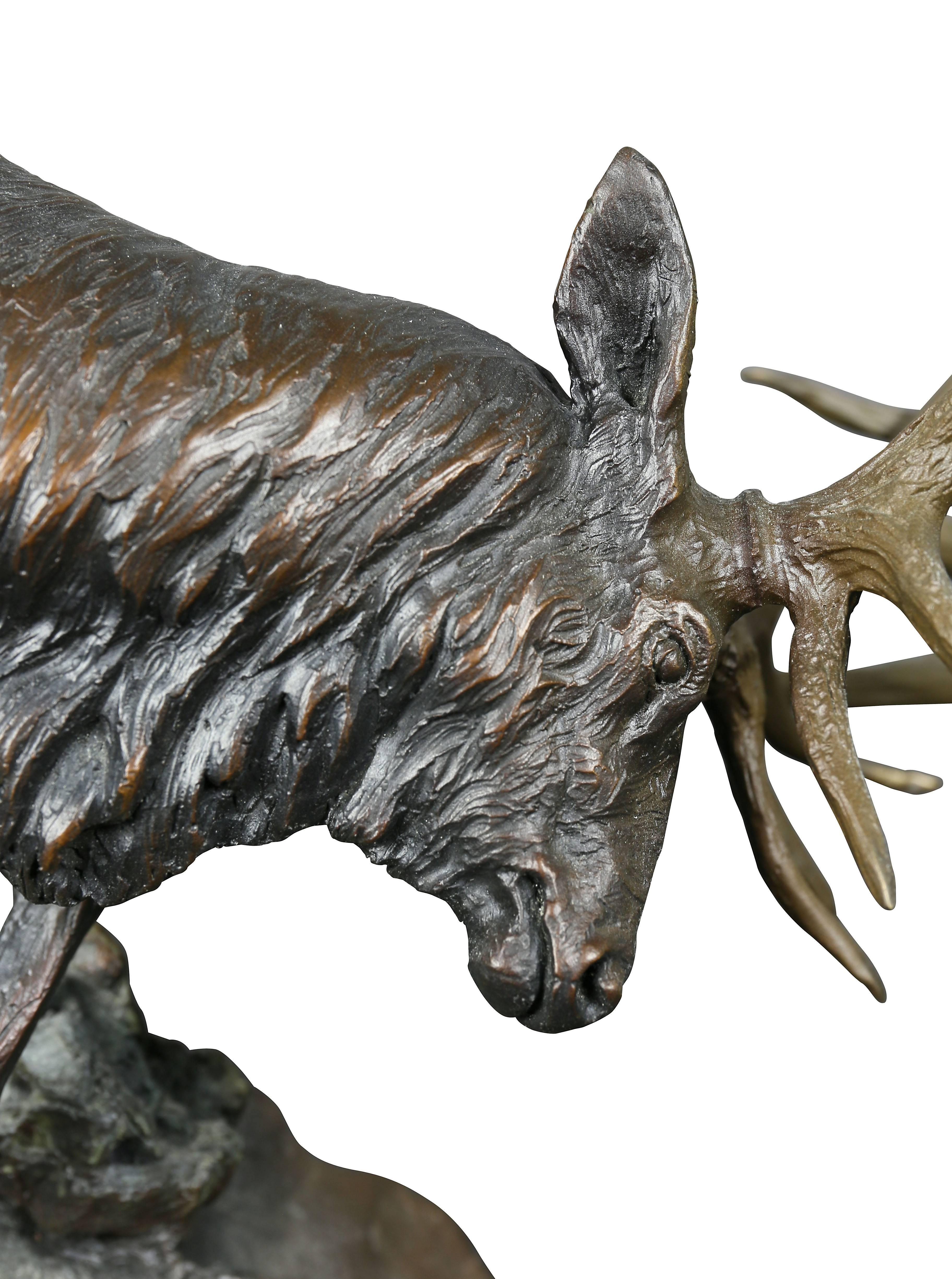 Contemporary Western Bronze of Elk 