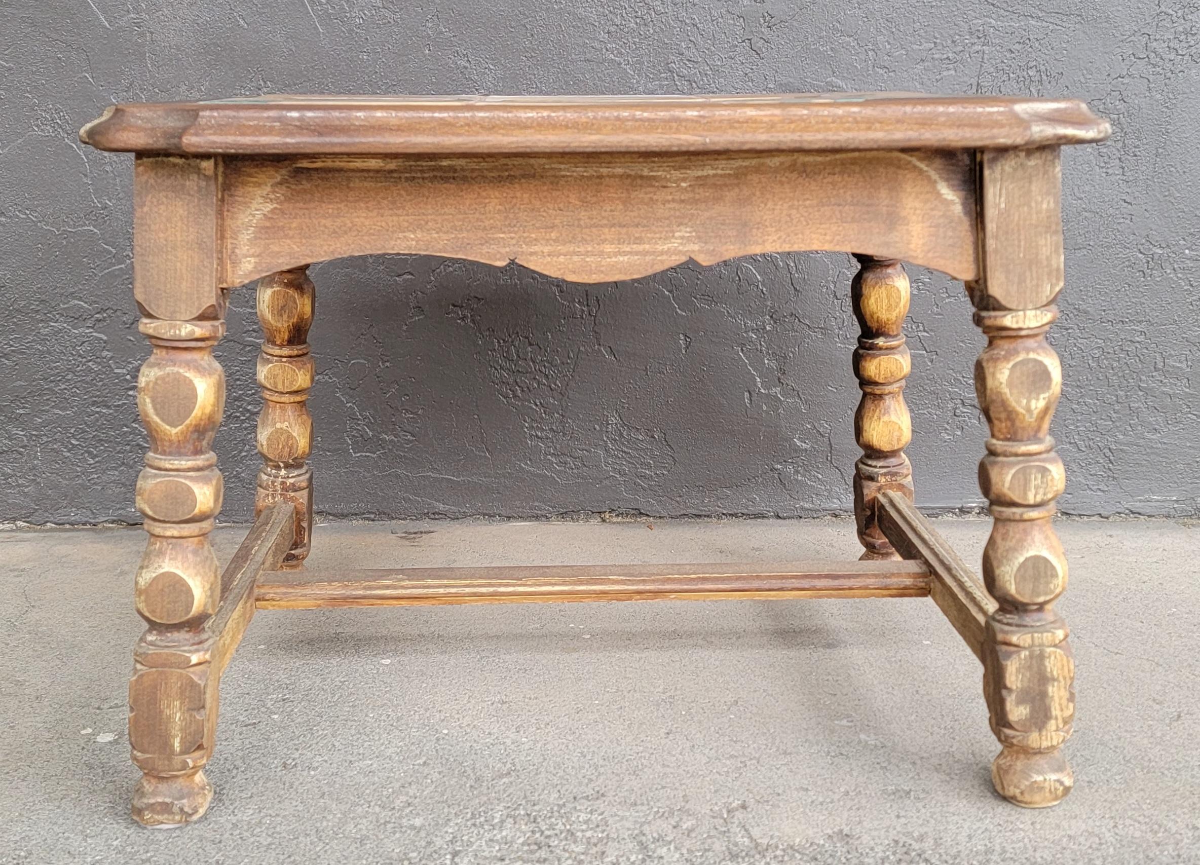 Arts and Crafts Western Cowboy Tile Top Side Table by Taylor Tile, circa. 1930's For Sale