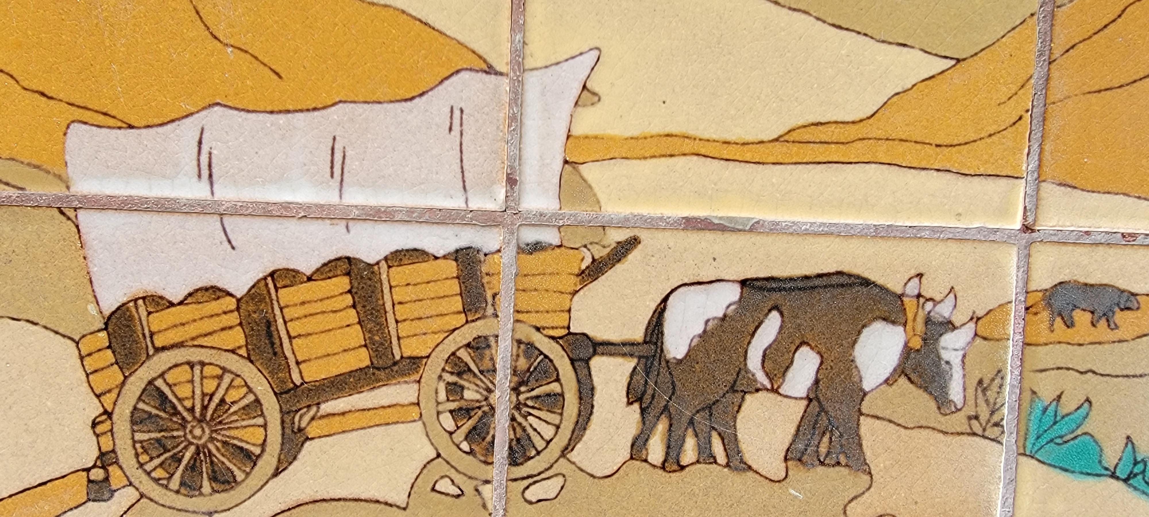 Western Cowboy-Beistelltisch mit Kachelplatte von Taylor Tile, ca. 1930er Jahre im Zustand „Gut“ im Angebot in Fulton, CA