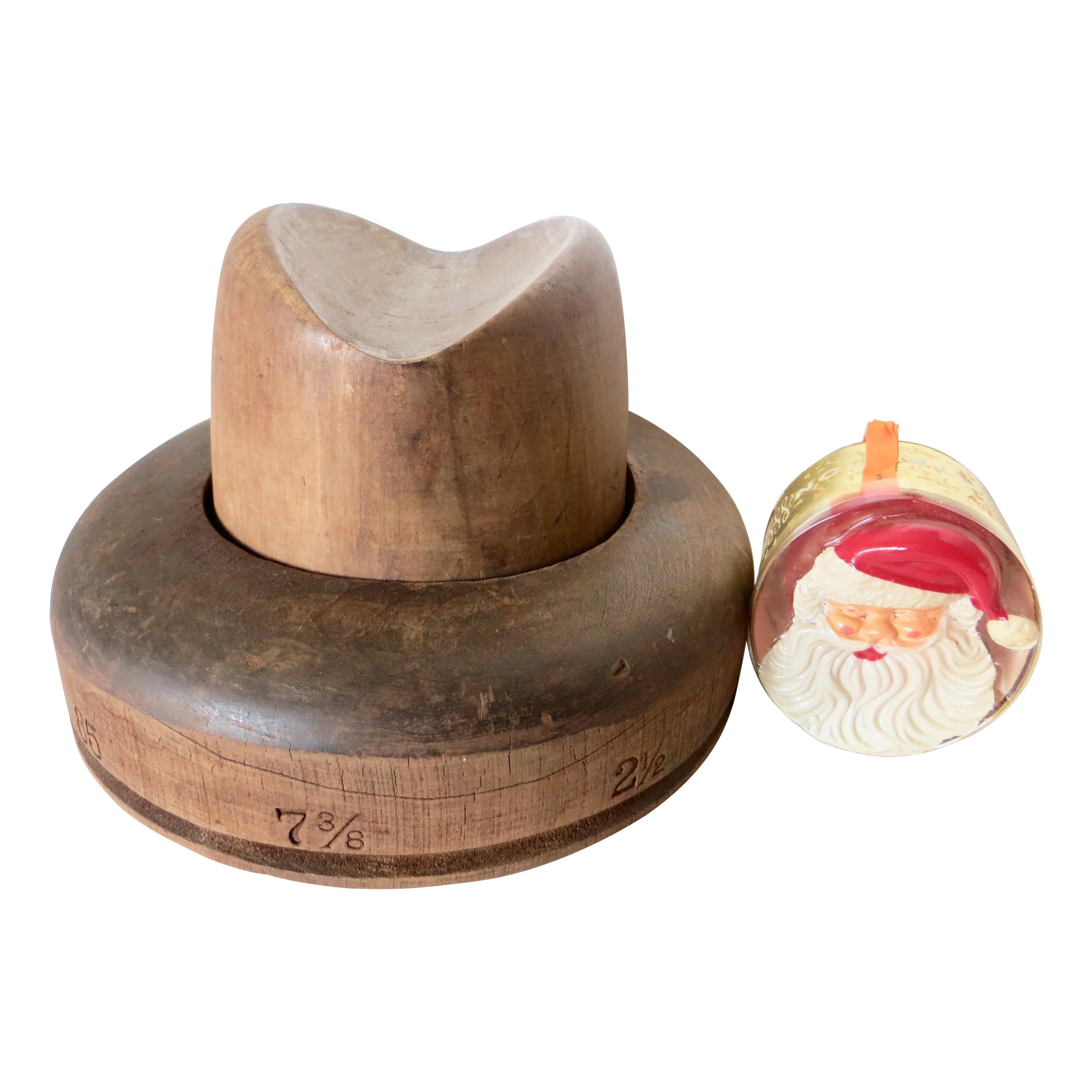 Western Cowboy Wooden Hat Mold, American, circa 1890 'Salesman Sample Included'