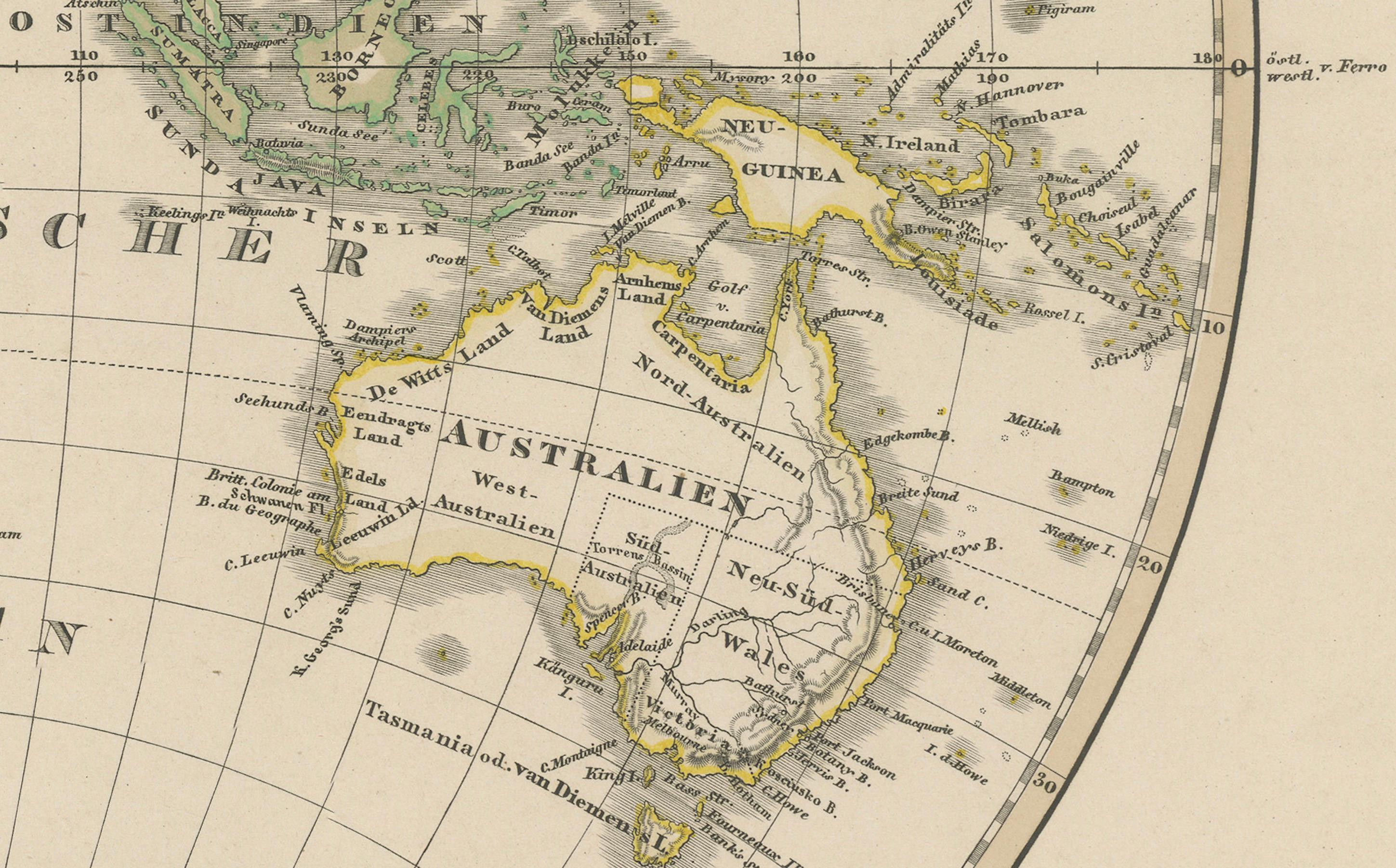 Carta Mappe dell'emisfero occidentale e orientale - Incisioni del doppio emisfero 1857 in vendita