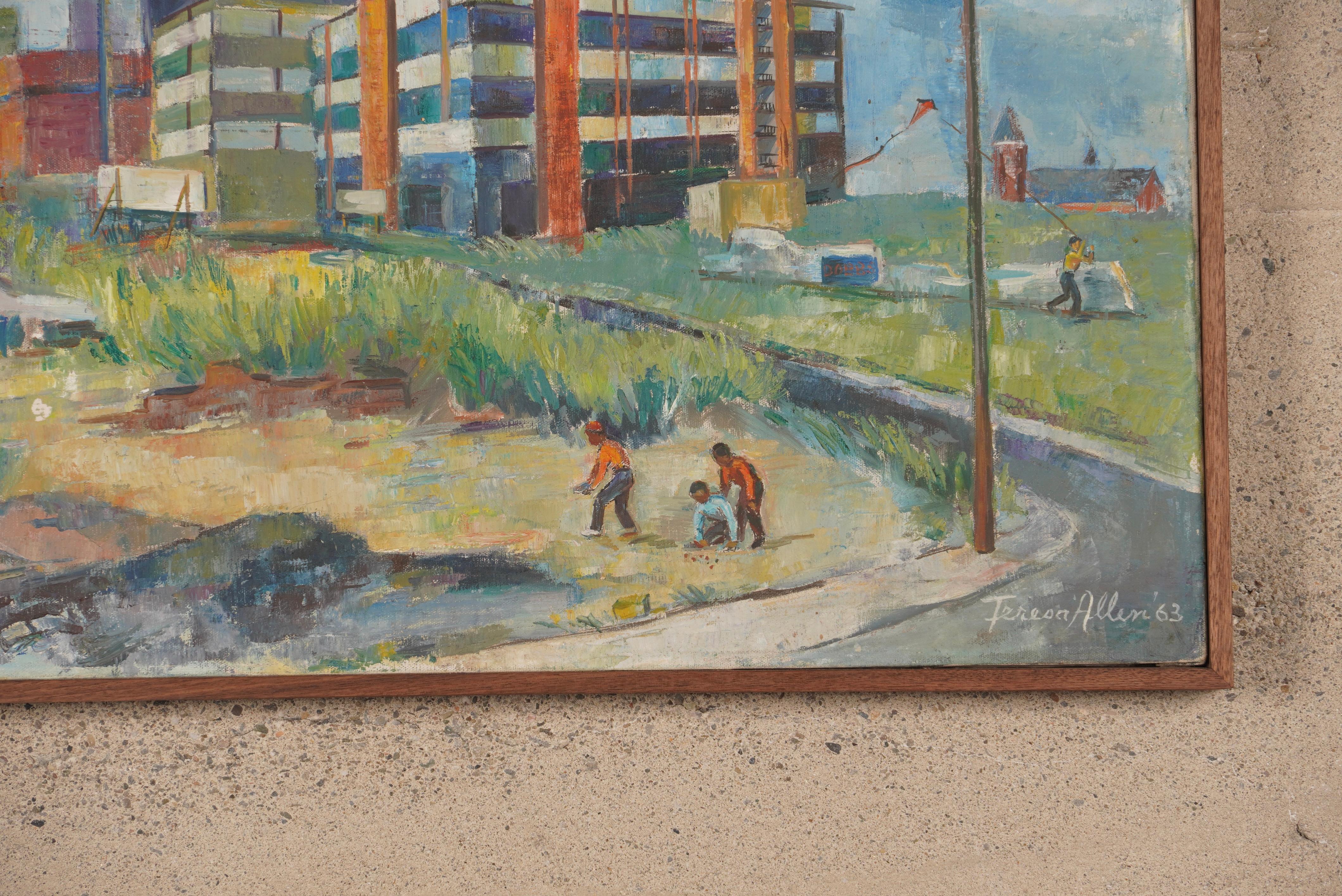 Metà XX secolo Quadro di costruzione di San Francisco in edizione occidentale di Teresa Allen, circa 1963
