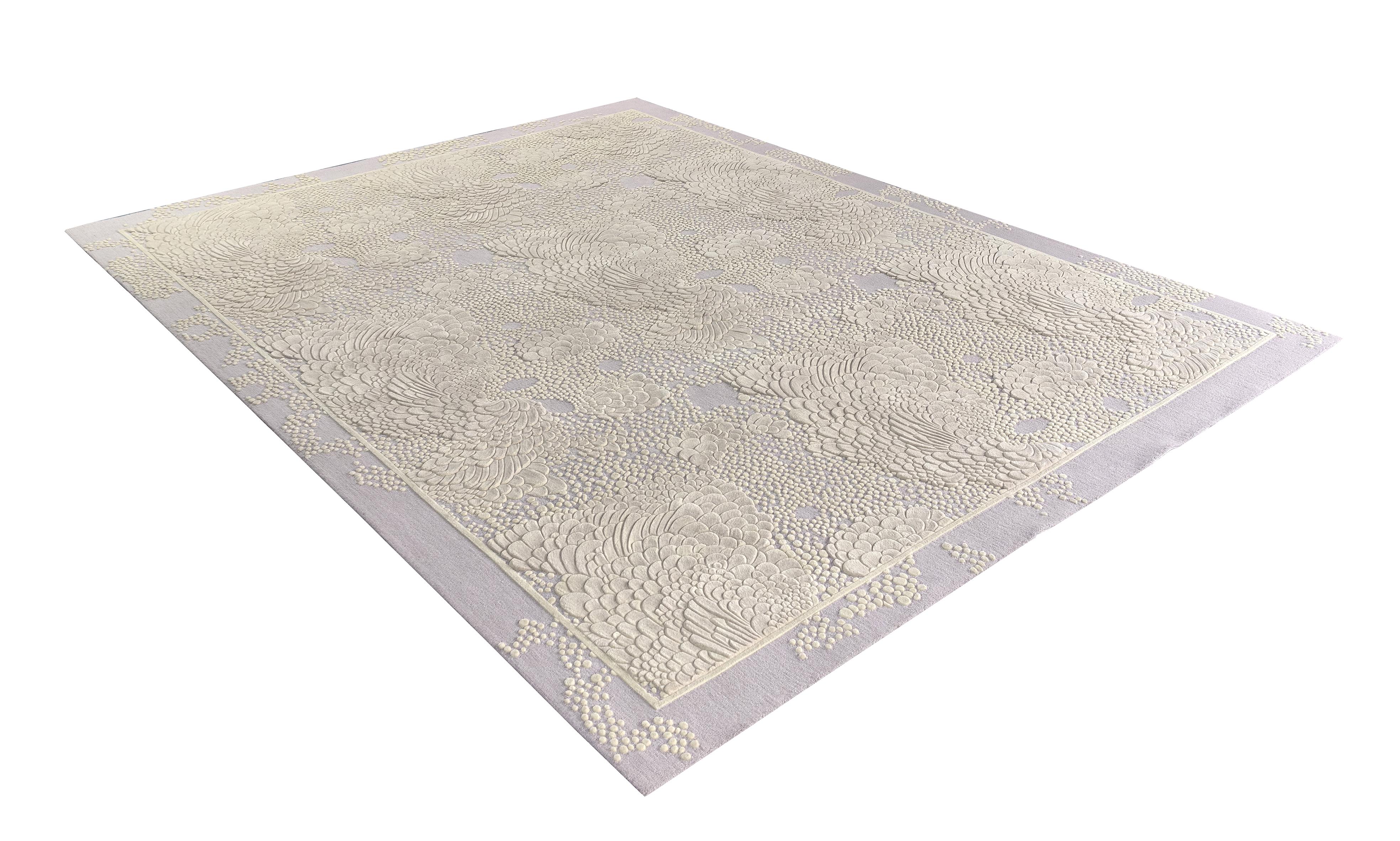 Western European Contemporary Rug New Tufted Wool Luxury Collection En Stock Tallado a mano en venta