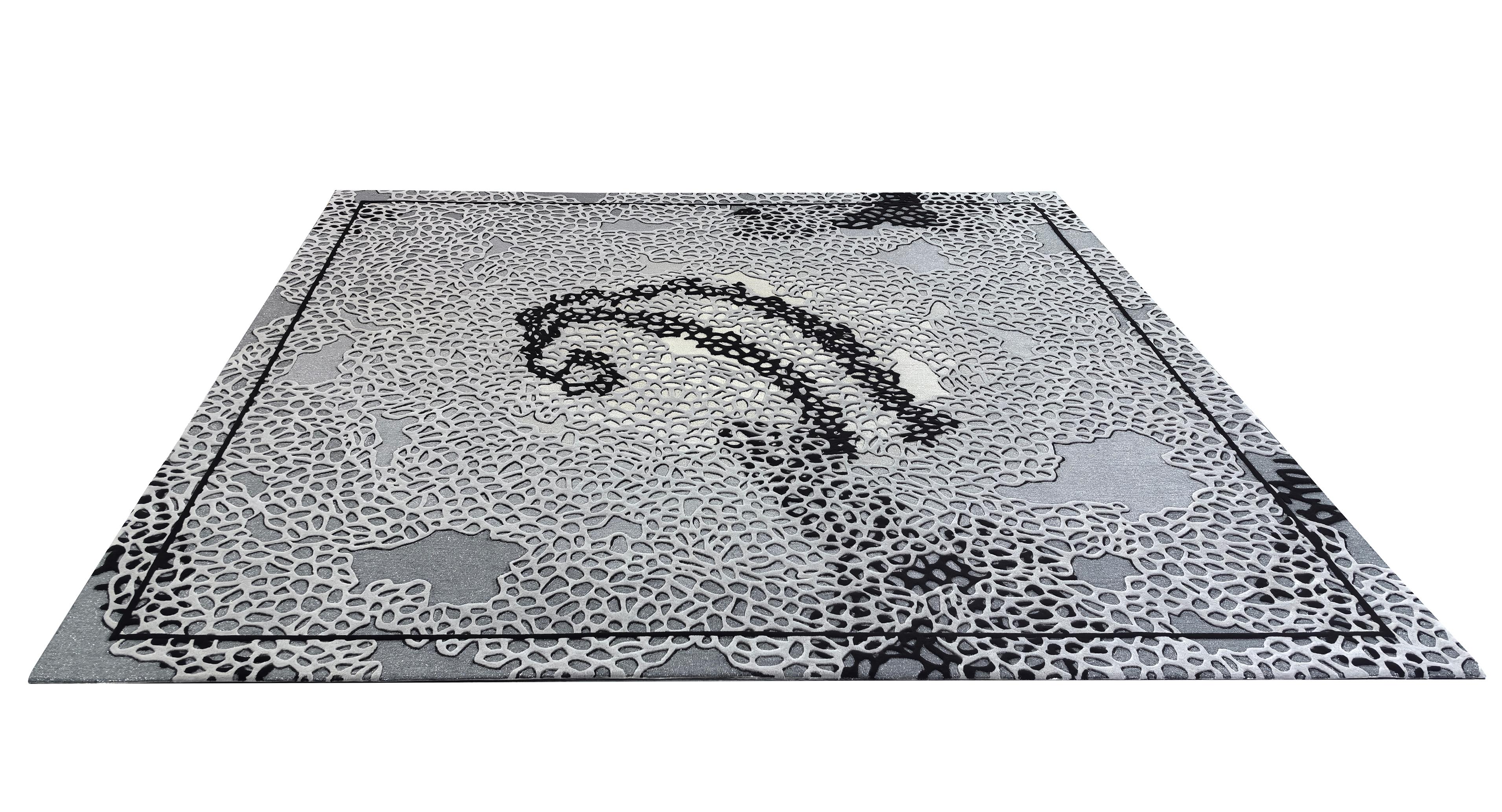 Western European Contemporary Rug New Tufted Wool Luxury Collection En Stock Tallado a mano en venta