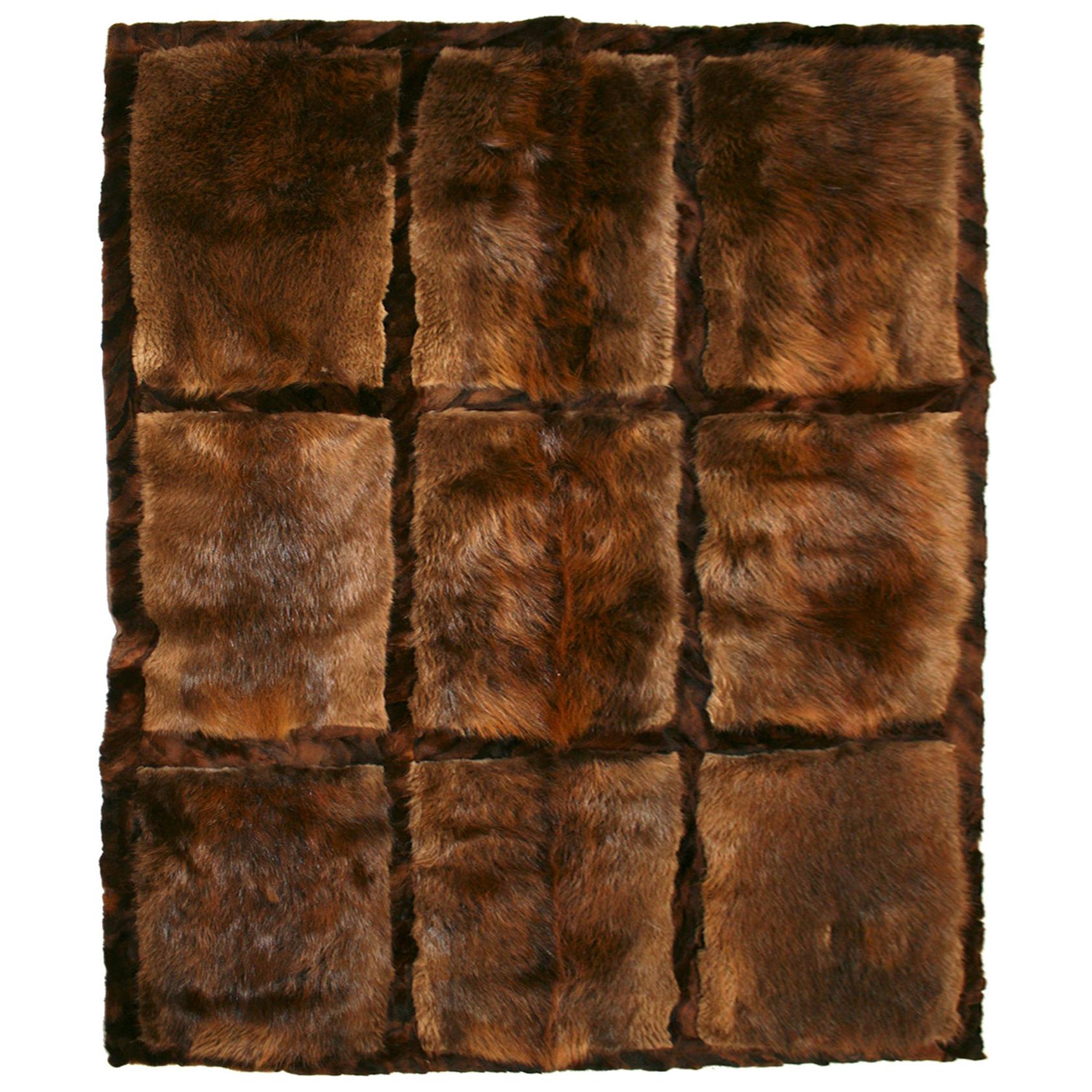 Western European Natural Otther Fur Rectangular Rug, France, 1970s For Sale