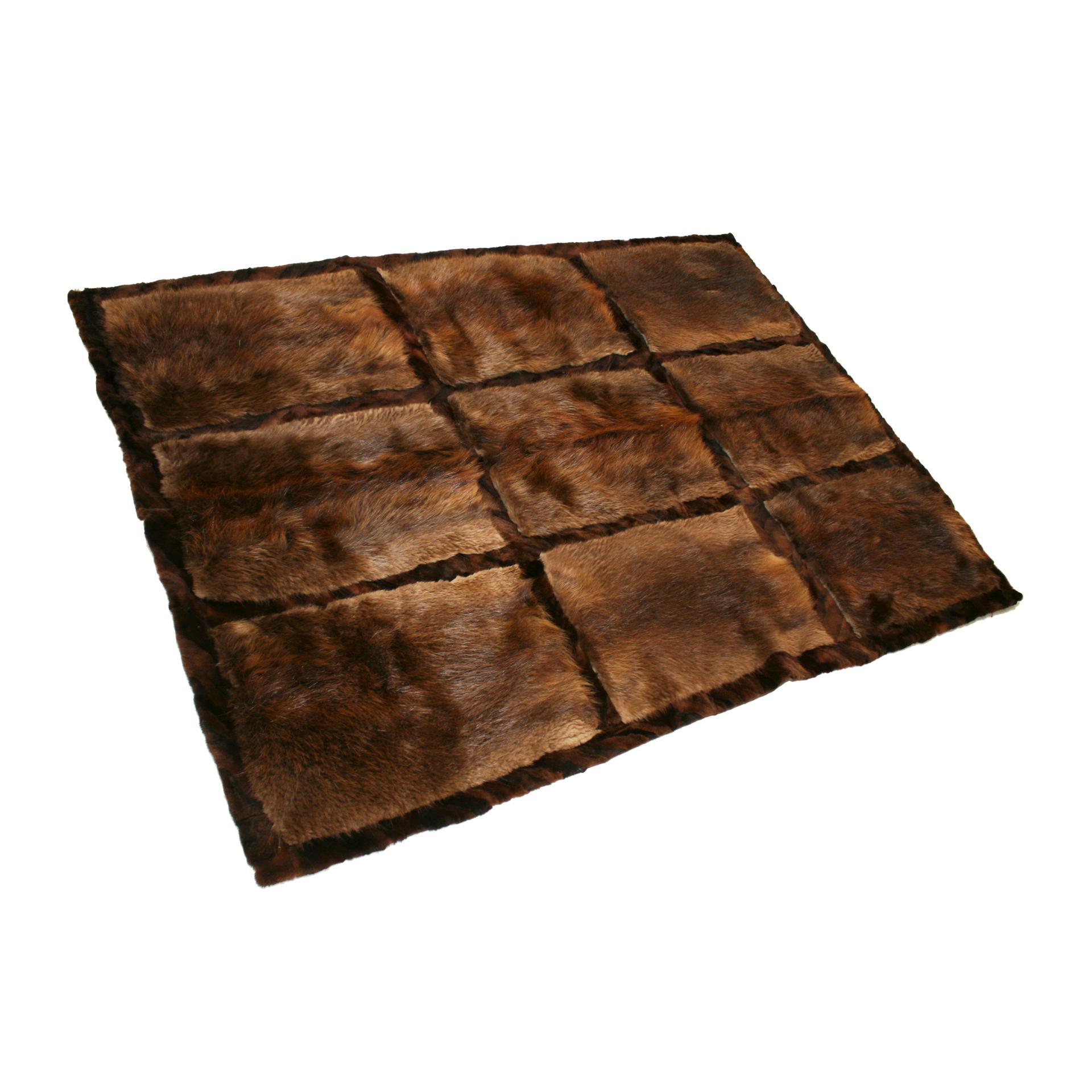 French Western European Natural Otther Fur Rectangular Rug, France, 1970s For Sale