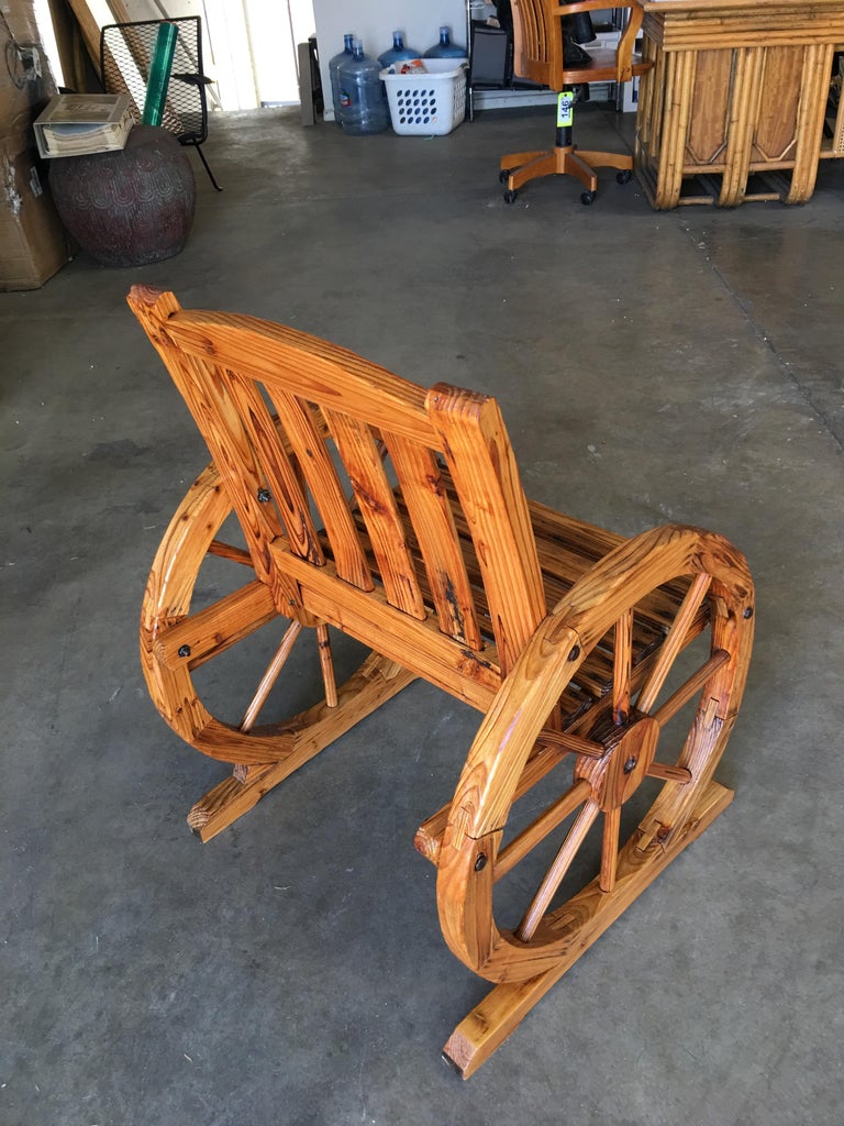 Western Folk Art Wagon Wheel Table and Chairs Set, 1960 For Sale at