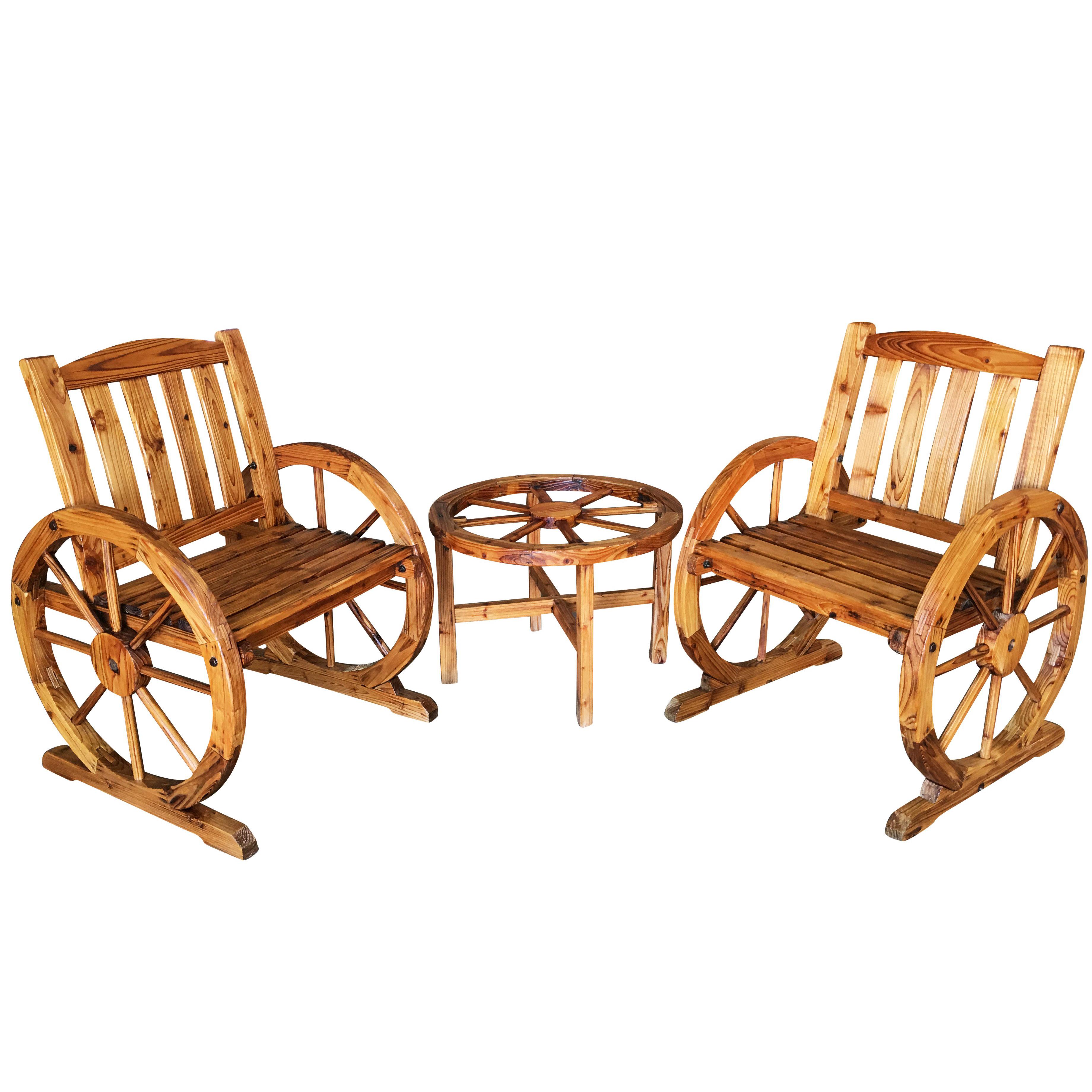 Western Folk Art Wagon Wheel Table and Chairs Set, 1960 For Sale