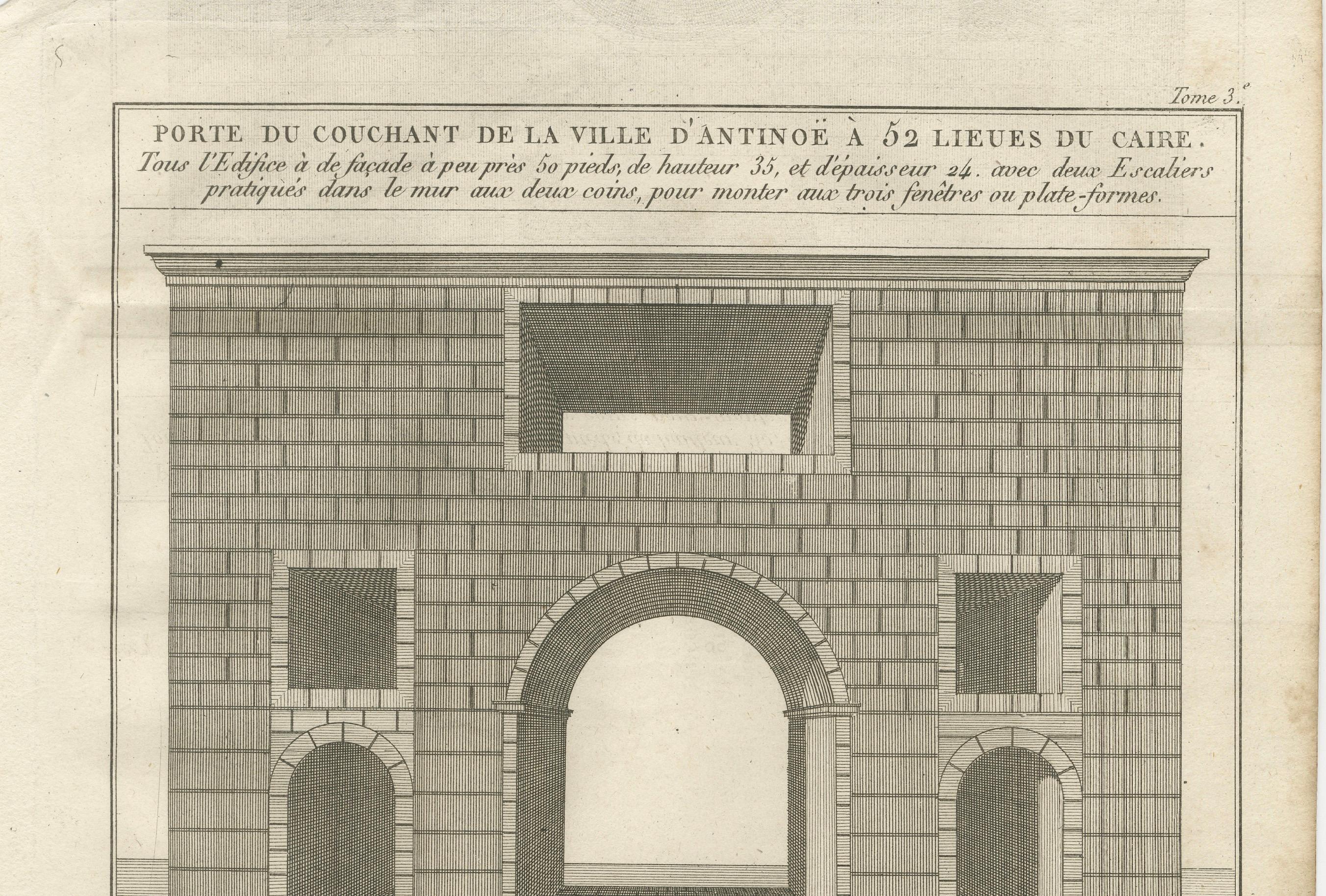 Porte occidentale d'Antinoë, Égypte - Gravure ancienne d'architecture française, c.1790

Cette gravure française ancienne représente la 