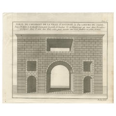 Porte occidentale d'Antinoë, Égypte - Gravure ancienne d'architecture française, c.1790