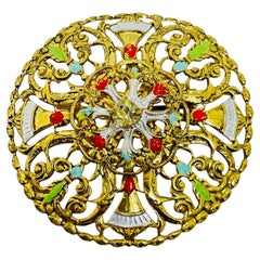 WESTERN GERMANY signed gold tone enamel designer brooch WESTERN GERMANY signed gold tone enamel designer brooch