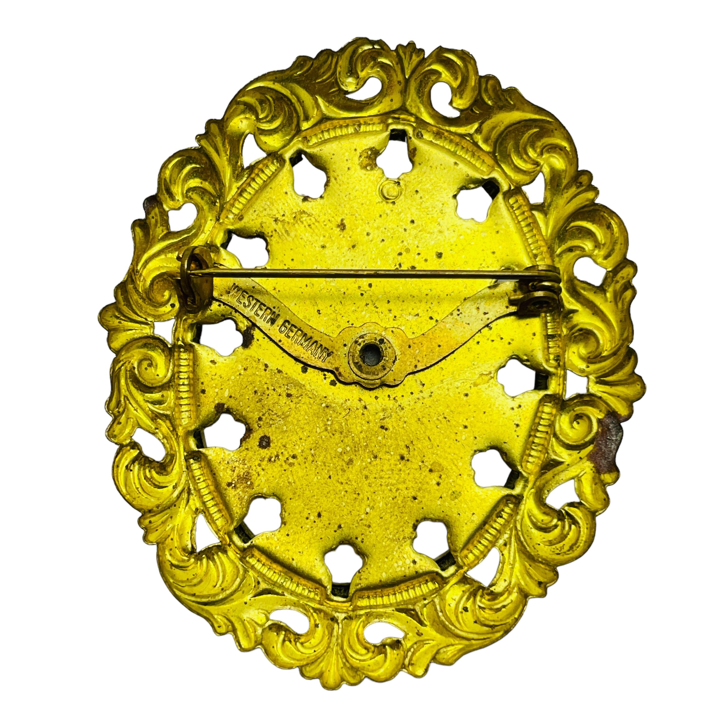 WESTERN GERMANY signed vintage gold designer brooch In Good Condition For Sale In Palos Hills, IL