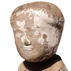 Western Han Painted Grey Earthenware Standing Female Tomb Figure