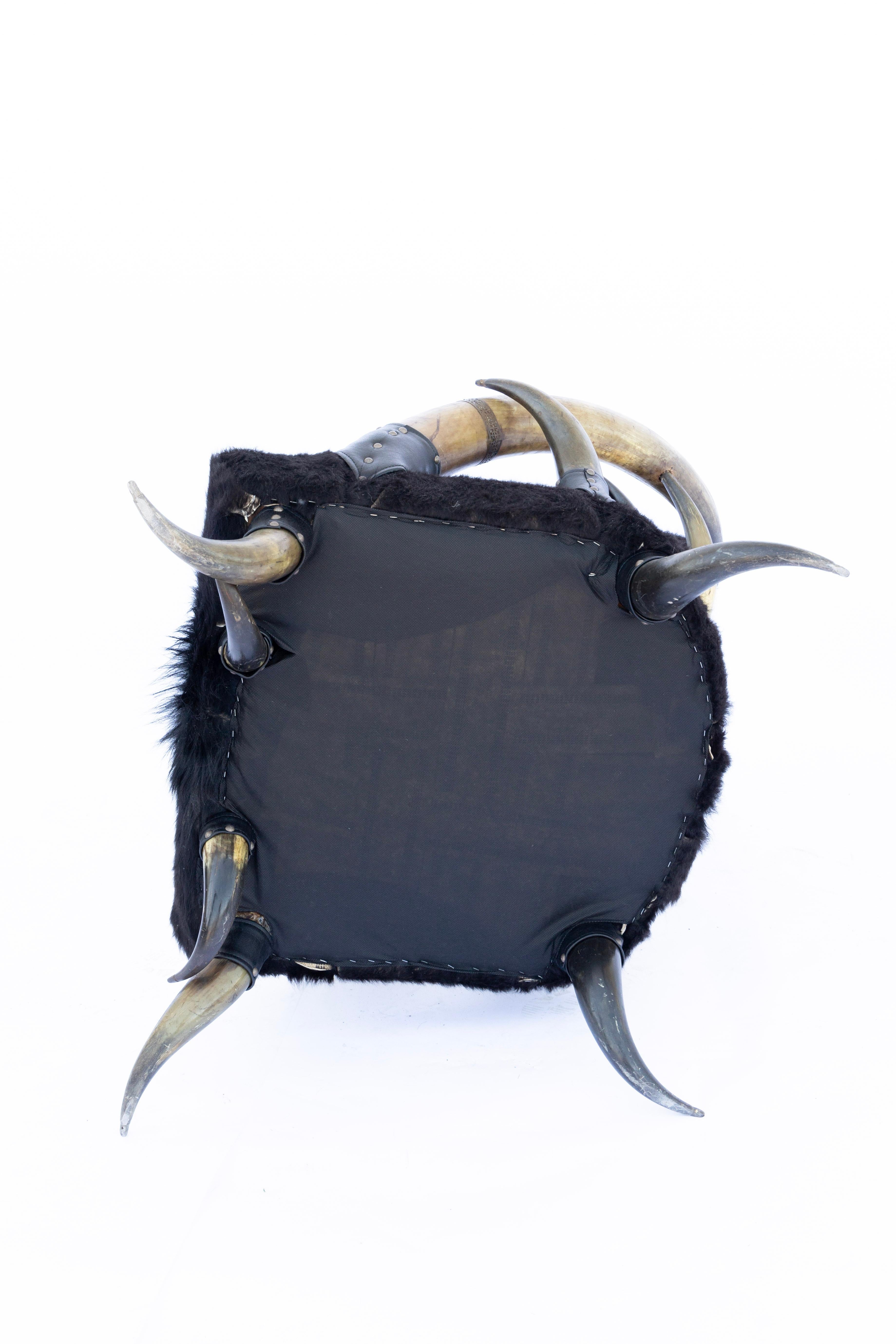 American Western Horn Frame Leather & Cowhide Chair after  Wenzel Friedrich