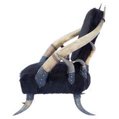 Silla occidental de cuero y cuero de vaca con armazón de cuerno después de  Wenzel Friedrich