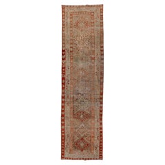 Western Persia Antique Kurd Runner with Salmon Colors
