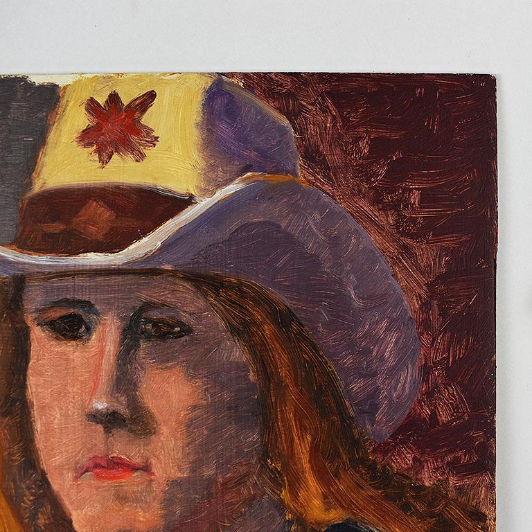 American Western Portrait Painting of a Woman in Cowboy Hat