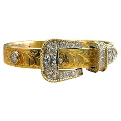 Western Style Buckle Diamond Bangle Bracelet