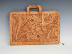 Western Style Hand Tooled Leather Attache Case