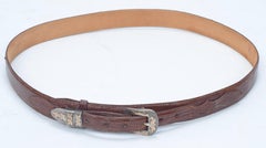 Western Style Lizard Belt with Sterling Silver & 10KT Gold Buckle by A. Fonseca