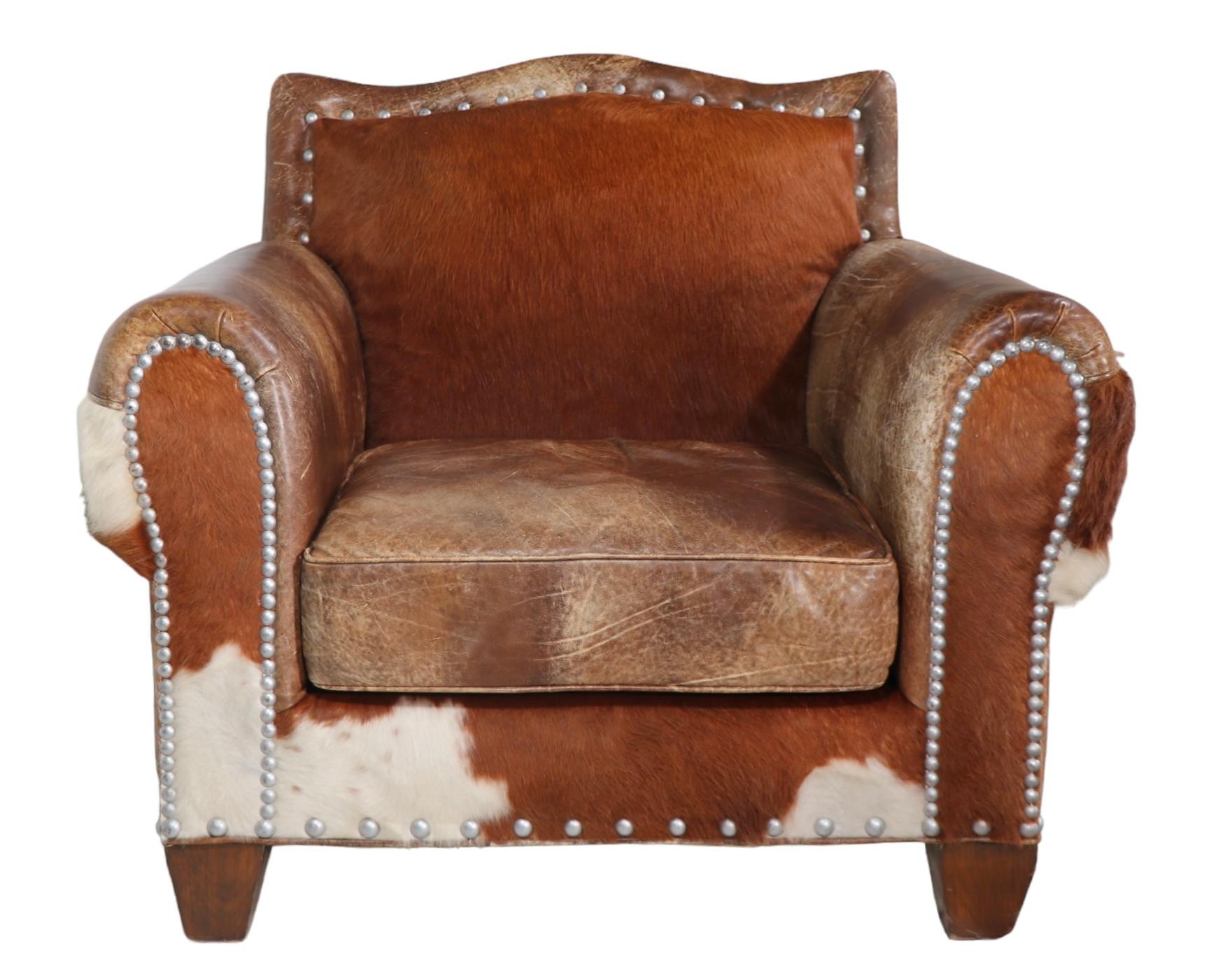  Western Style Old Hickory Tannery Leder Club Lounge Stuhl und Ottoman  im Angebot 3