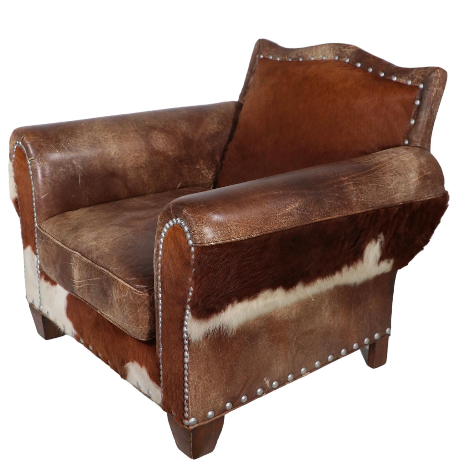  Western Style Old Hickory Tannery Leder Club Lounge Stuhl und Ottoman  im Angebot 5