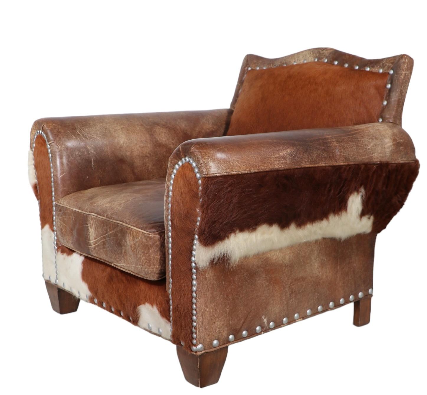  Western Style Old Hickory Tannery Leder Club Lounge Stuhl und Ottoman  im Angebot 6