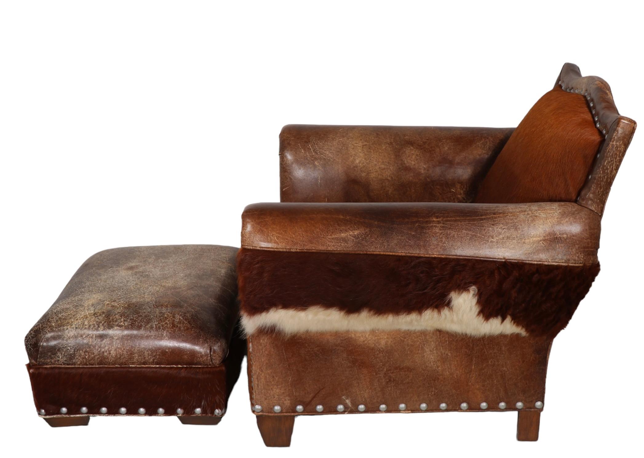 leather club chair with ottoman