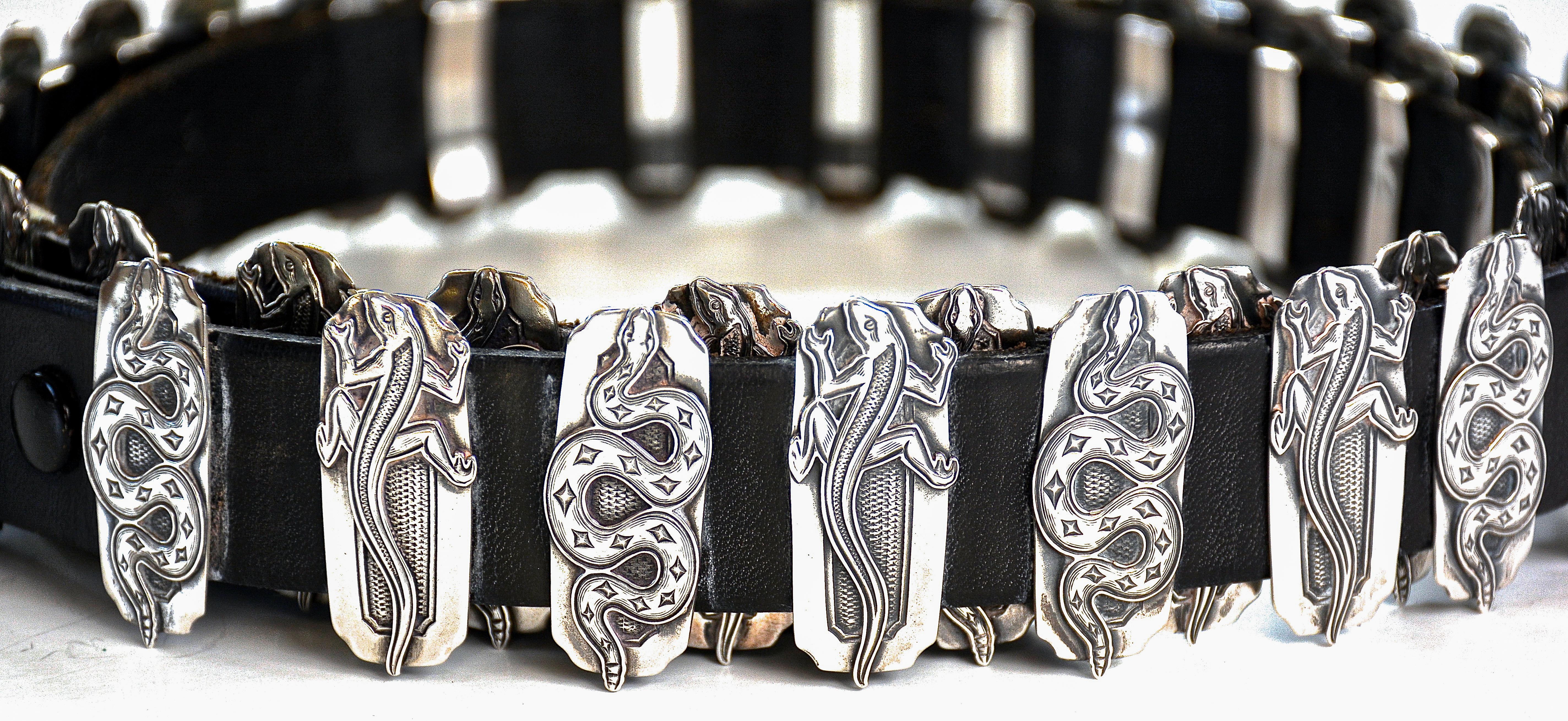 Hand-Crafted Western Style Silver Plate Concho Belt by Artist and Jeweler Kit Carson For Sale