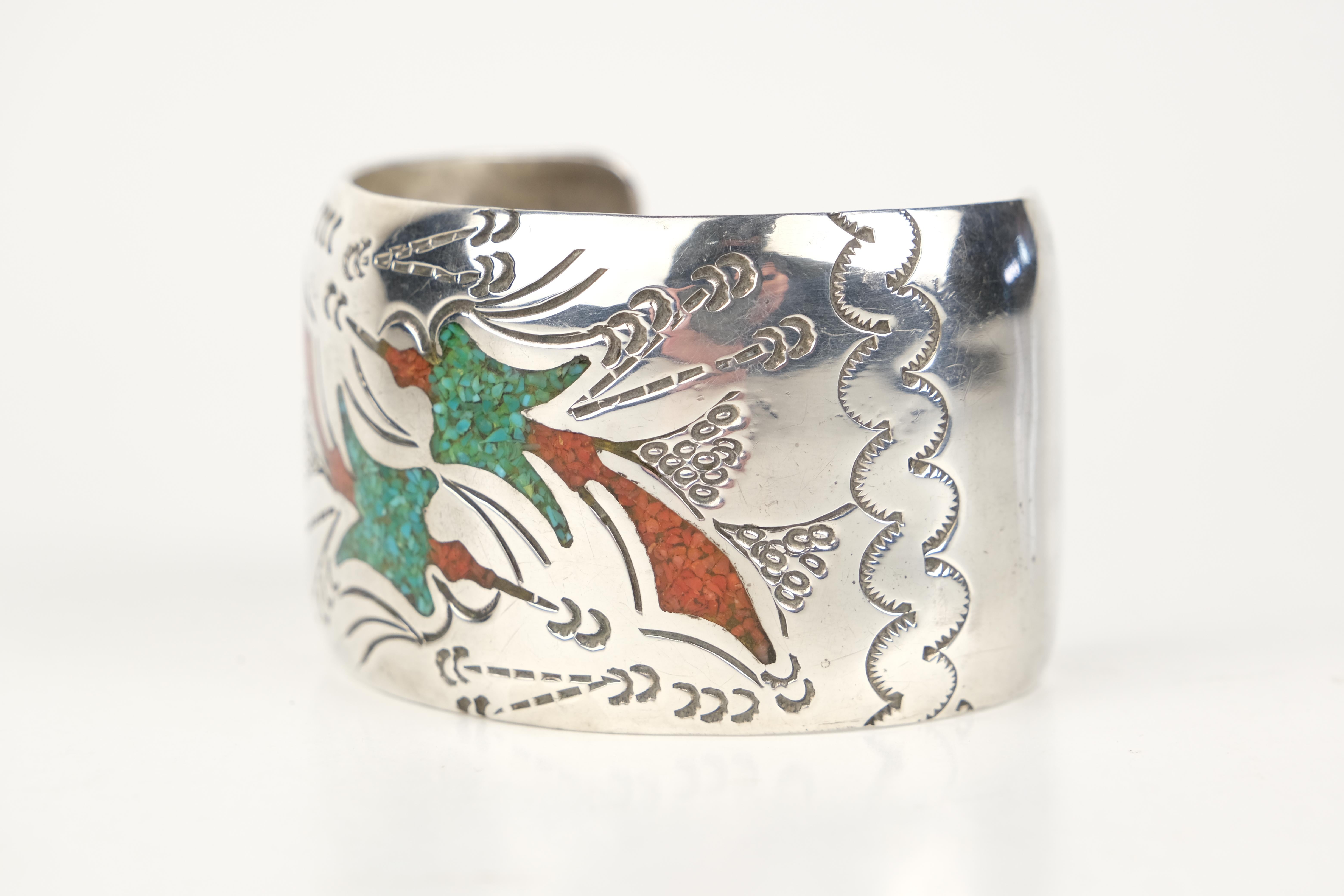 Western Style Sterling Turquoise and Coral Inlay Cuff

ITEM DETAILS
Materials: Sterling Silver
Bracelet Length: 5.00