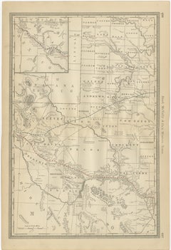 Mappa antica del Texas occidentale 1888 - Ferrovie, contee e Townes di frontiera