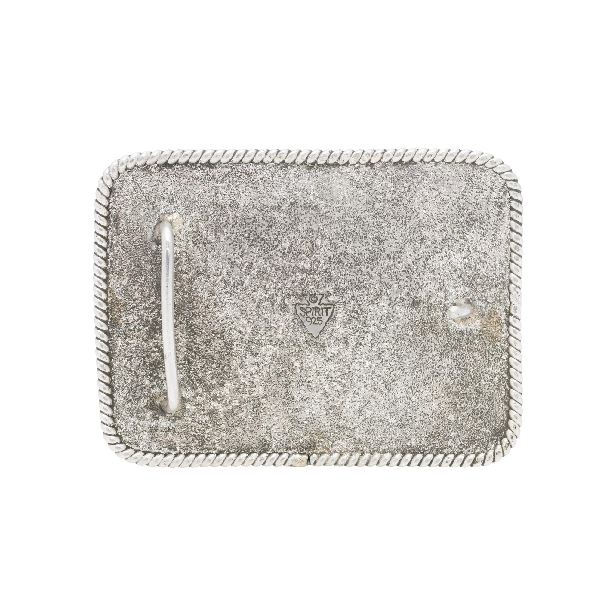 Taglio ovale Fibbia occidentale in turchese e argento di Spirit Silver in vendita
