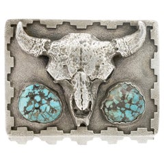 Western Turquoise and Silver Buckle by Spirit Silver